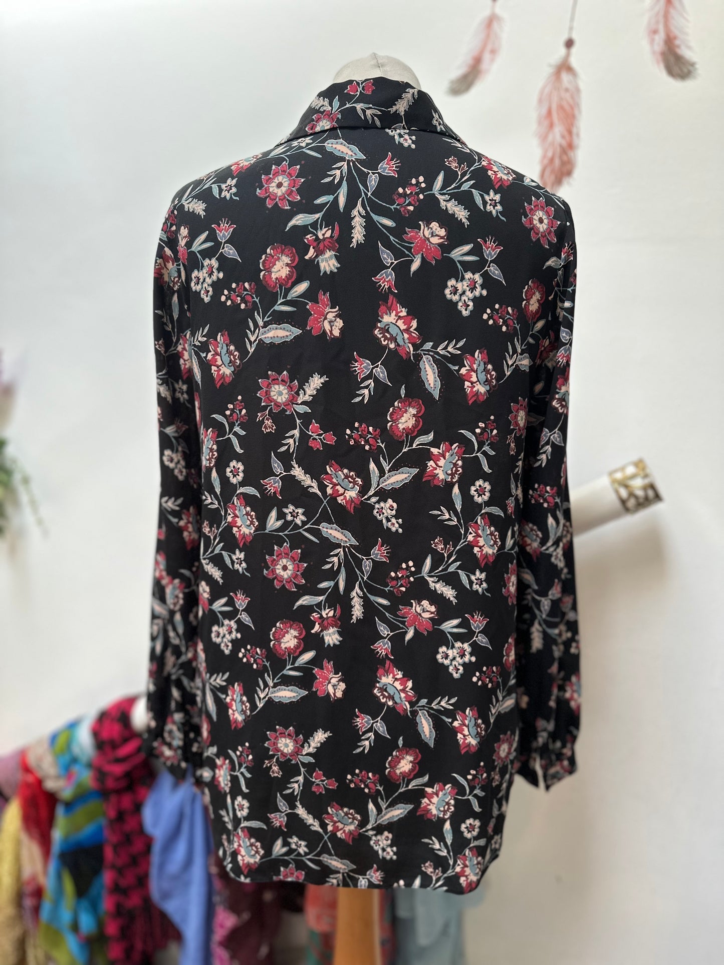 Primark black Floral Blouse Size 8