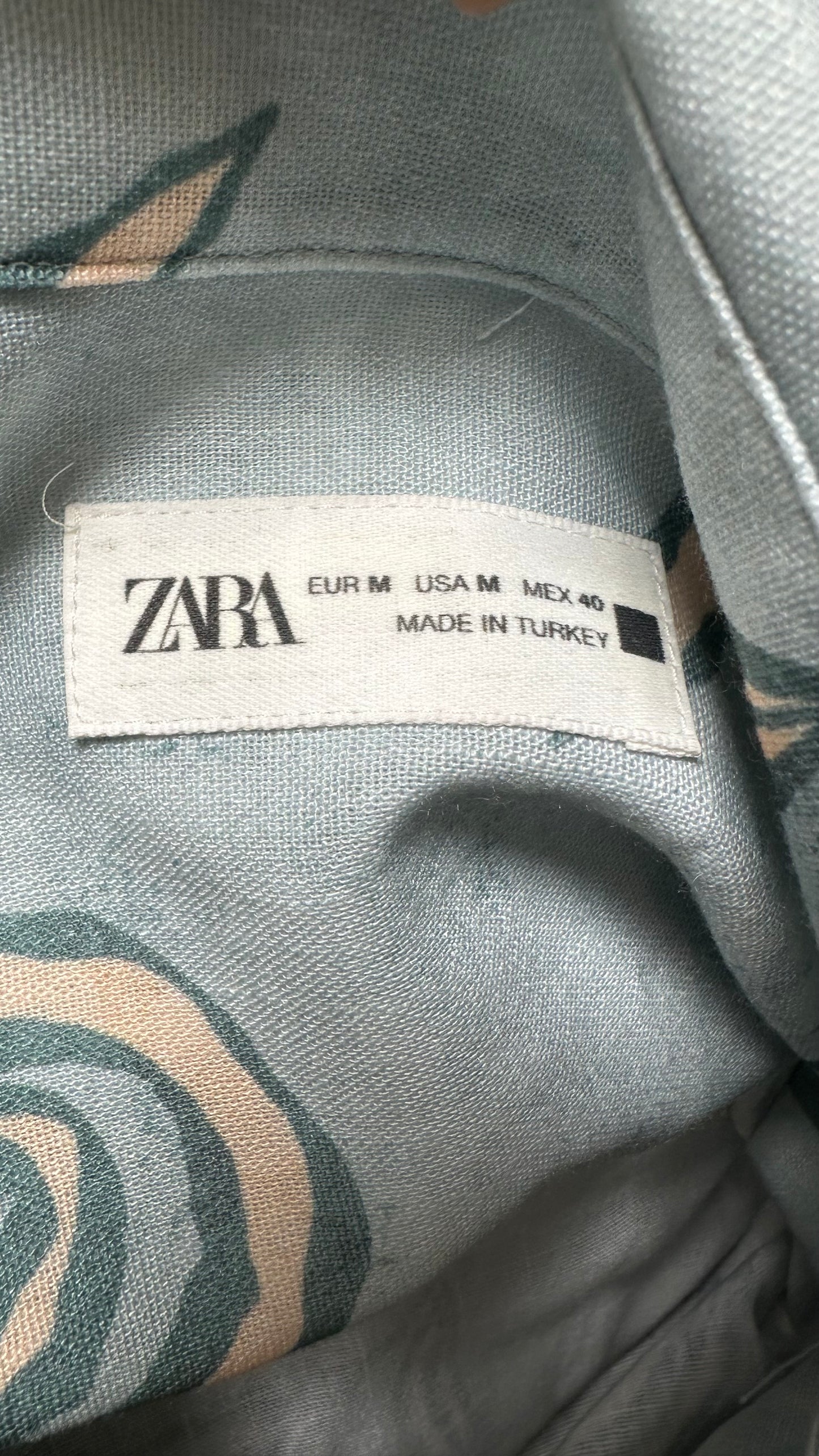 Zara Mint Green Printed Shirt Size M Loose Fit