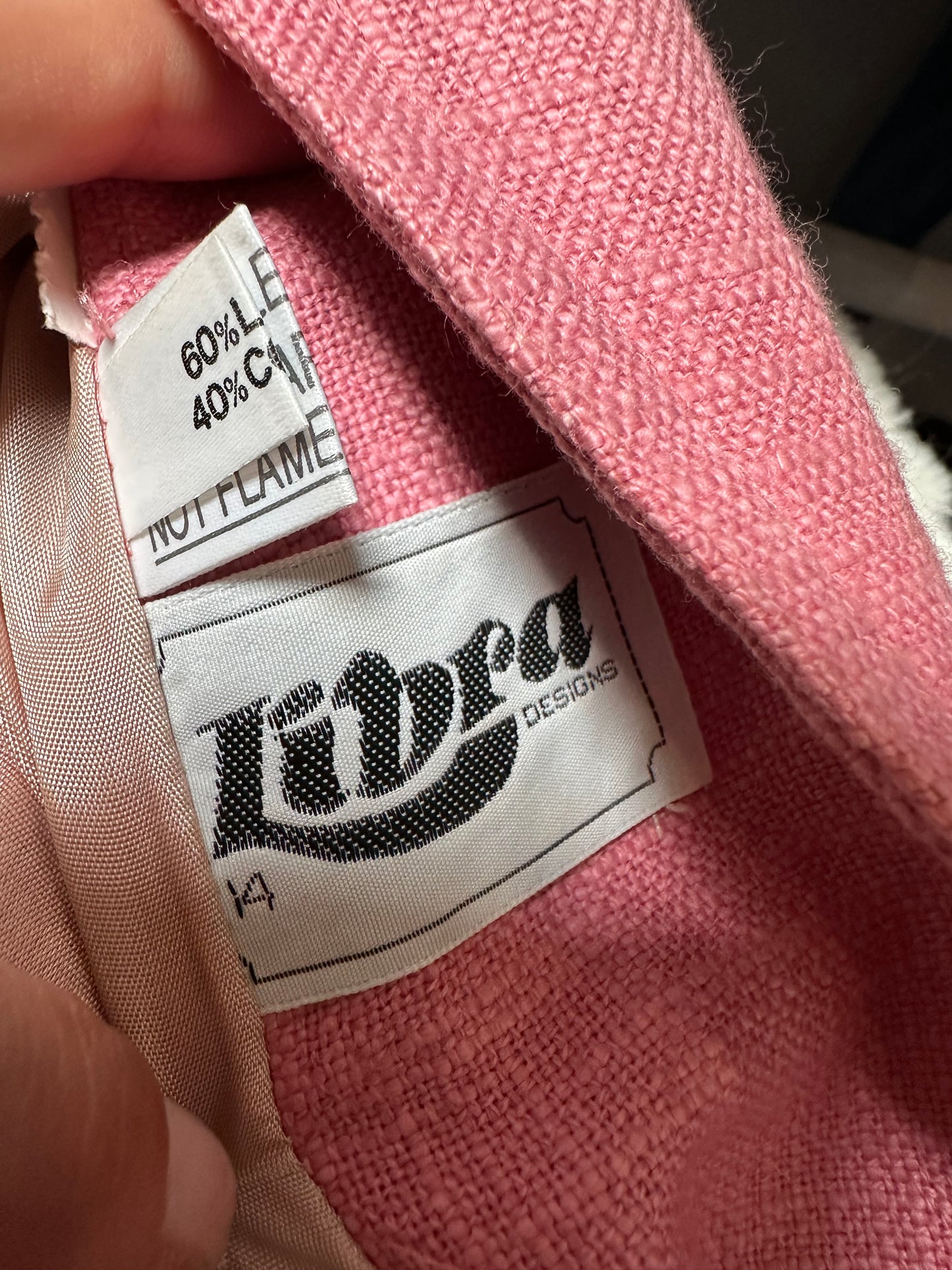 Libra Pink Blazer Linen/Cotton Blend Size 14