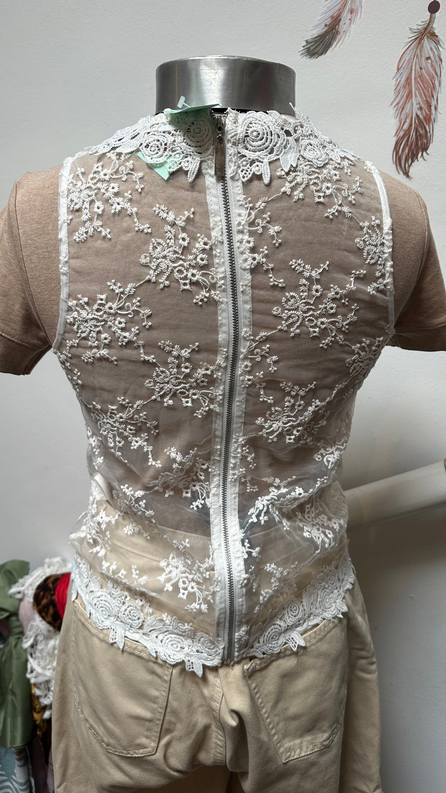 White Sheer Lace Top Size S