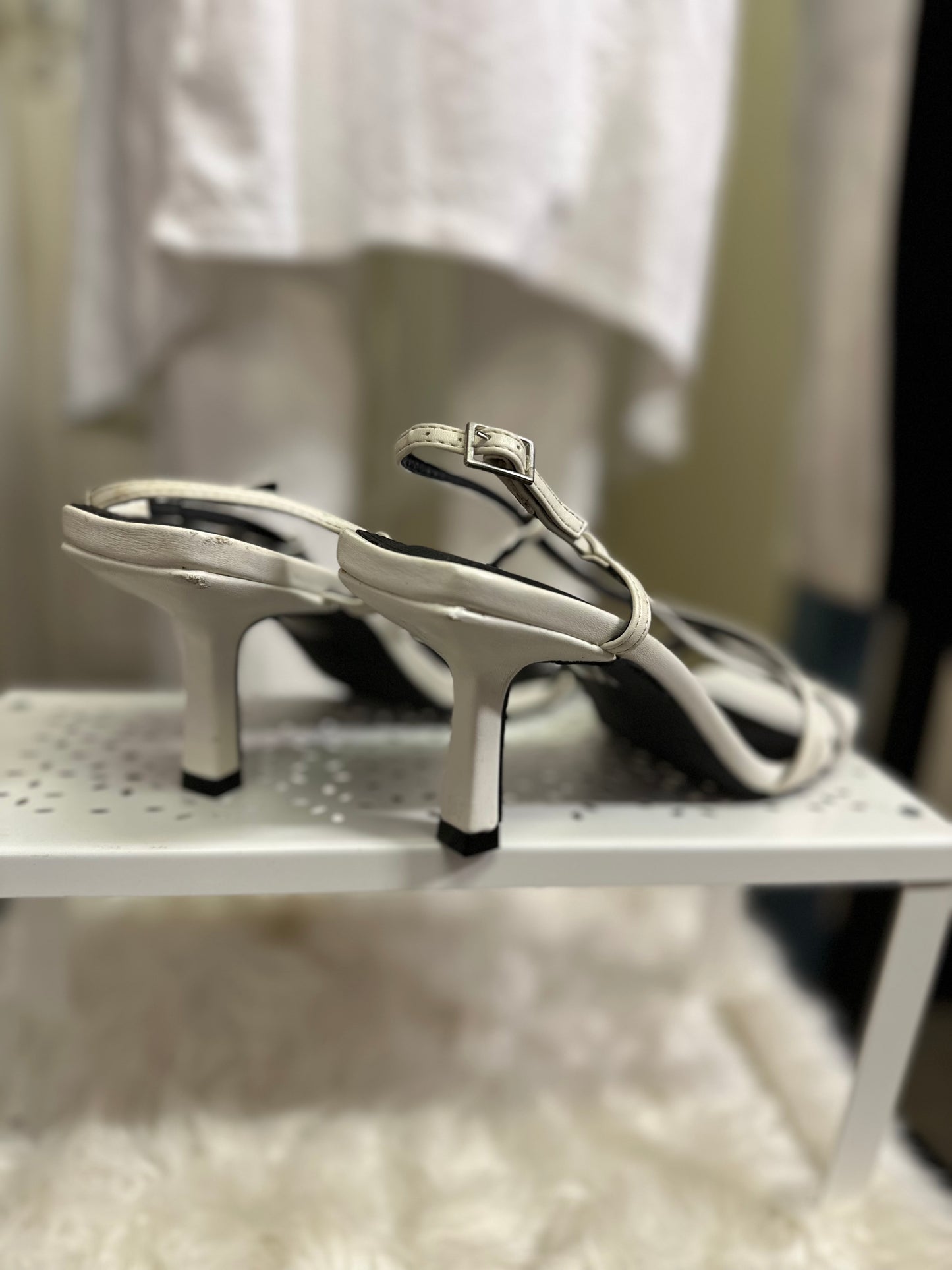 Pretty Little Thing White Sandals Size 5 (few slight scuffs)
