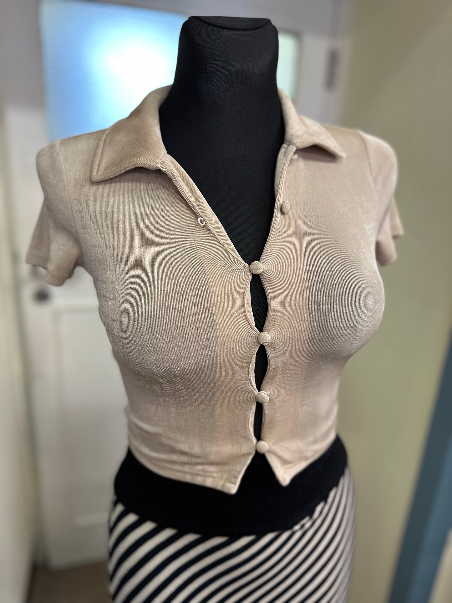 Divided Beige Top Size XS