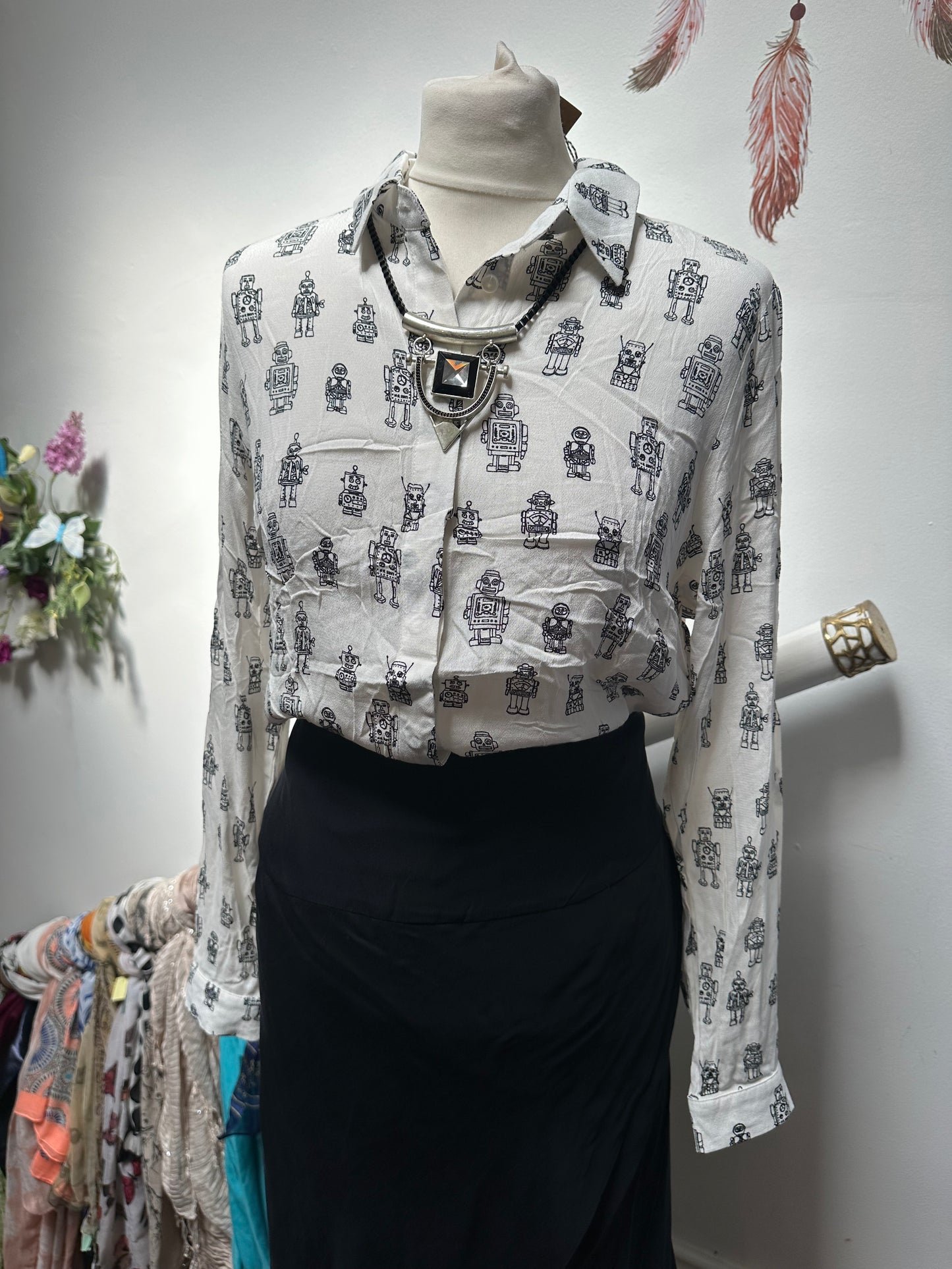 Designer Sugarhill Robot Blouse New with Tags Size 12 RRP €56