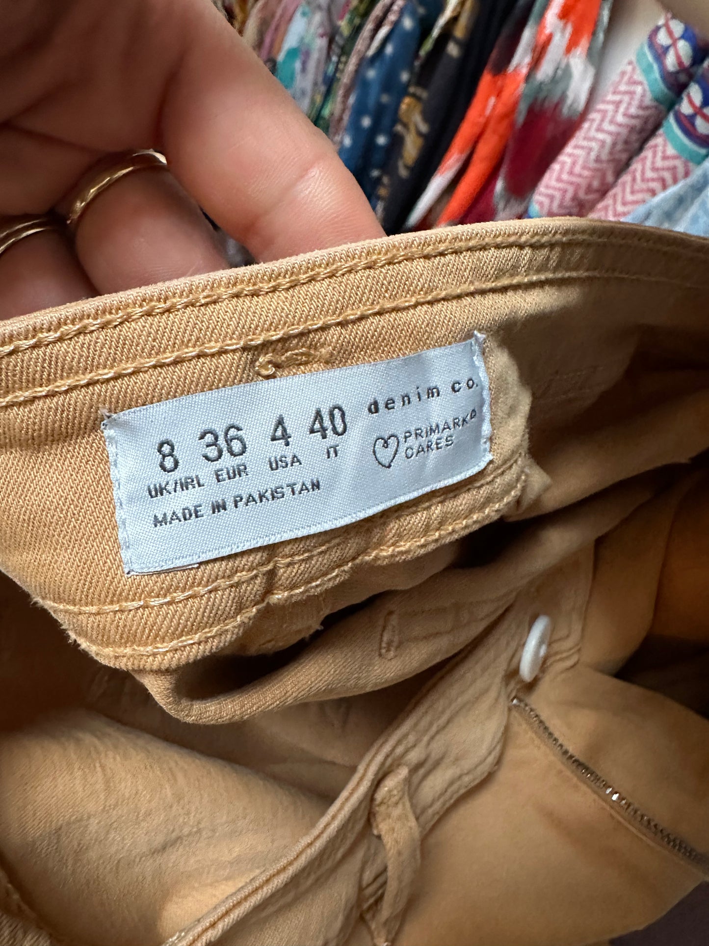 Denim Co Tan Fray Cropped Wide Leg Jeans Size 8 Stretchy