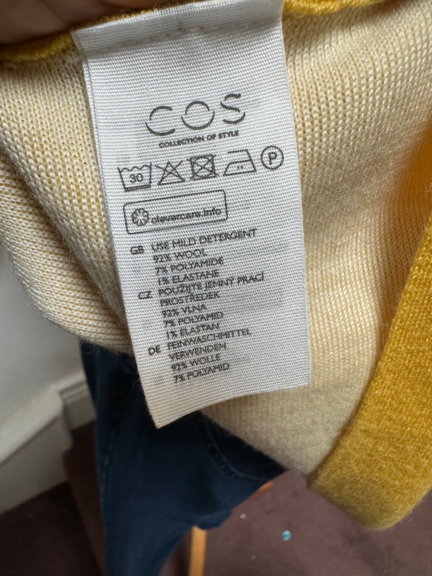 Designer Cos Mustard 92% Wool Sweater Size S