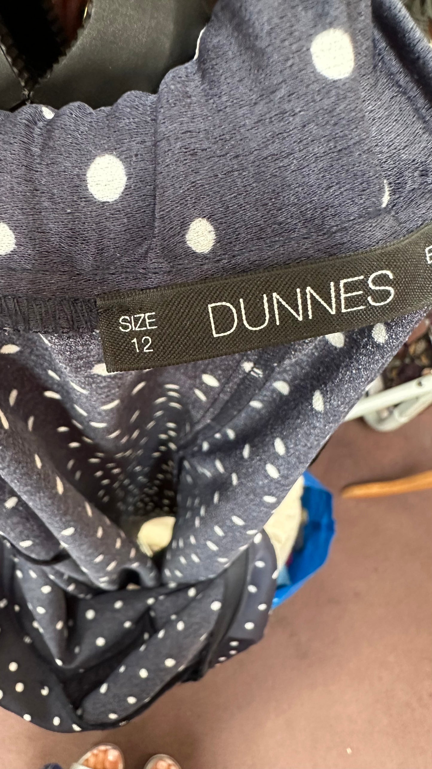 Dunnes Navy Polkadot Skirt Size 12