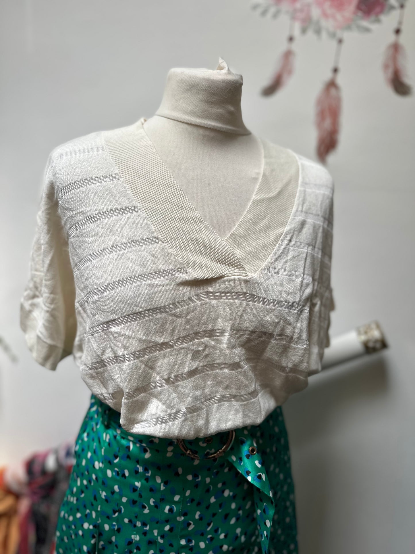 F&F White Semi Sheer Top Size L