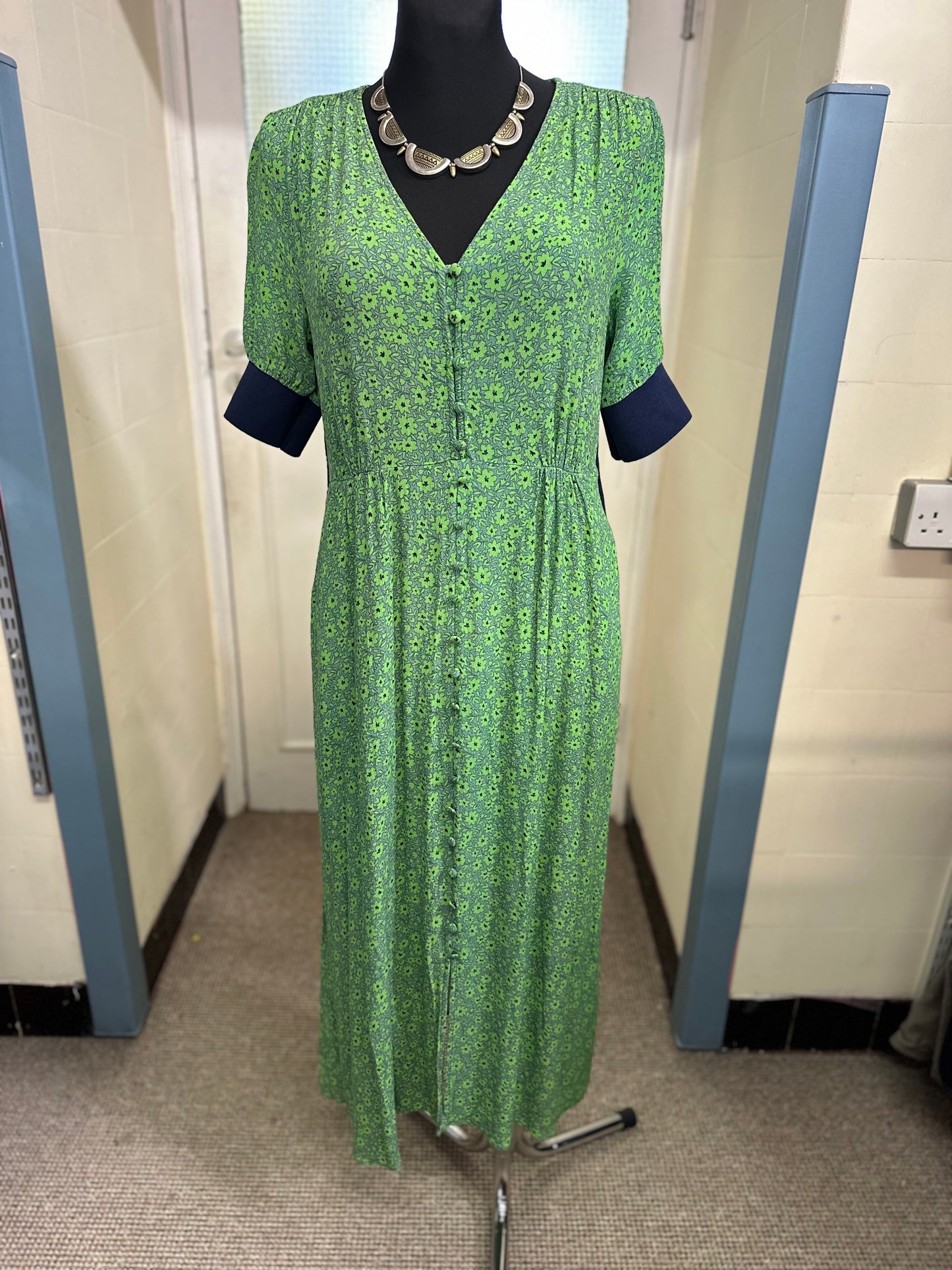 Gallery Green & Navy Dress Size 10
