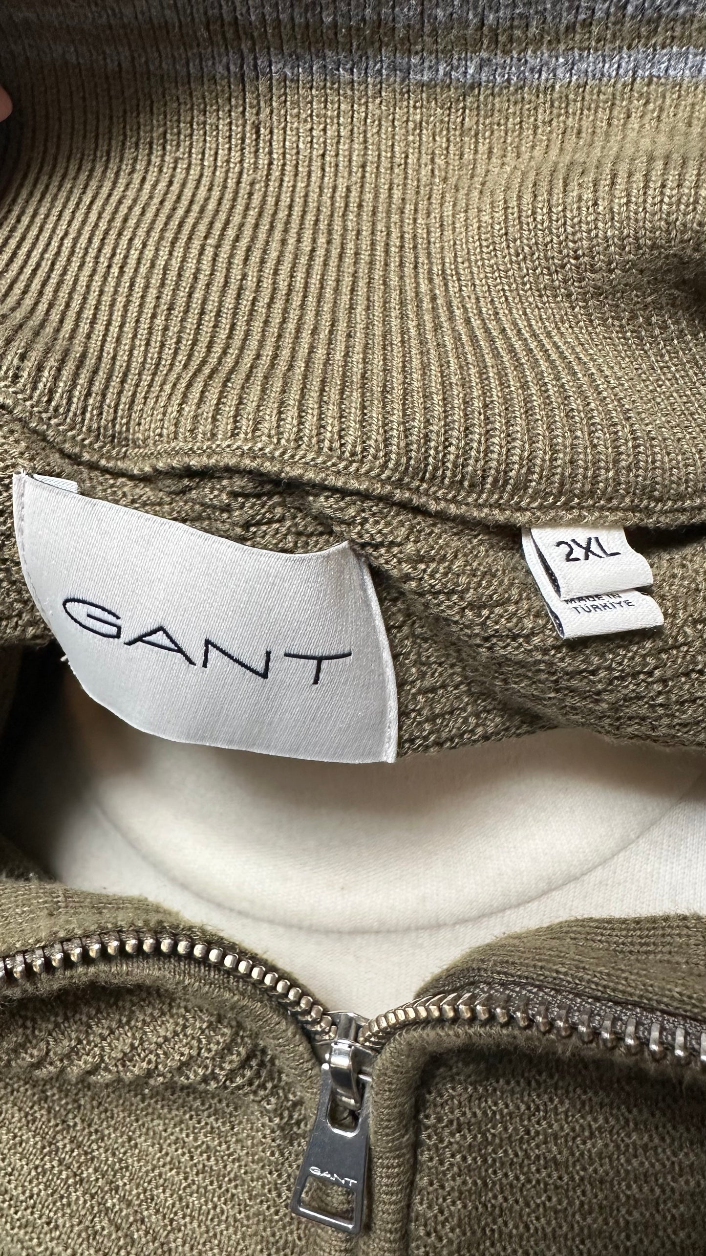 Gant Olive Green Quarter Zip Size 2XL