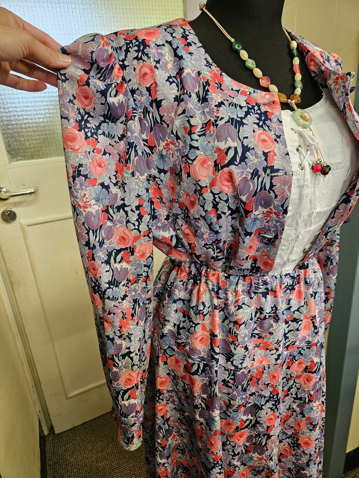 Vintage, flower print set, skirt+jacket, size M