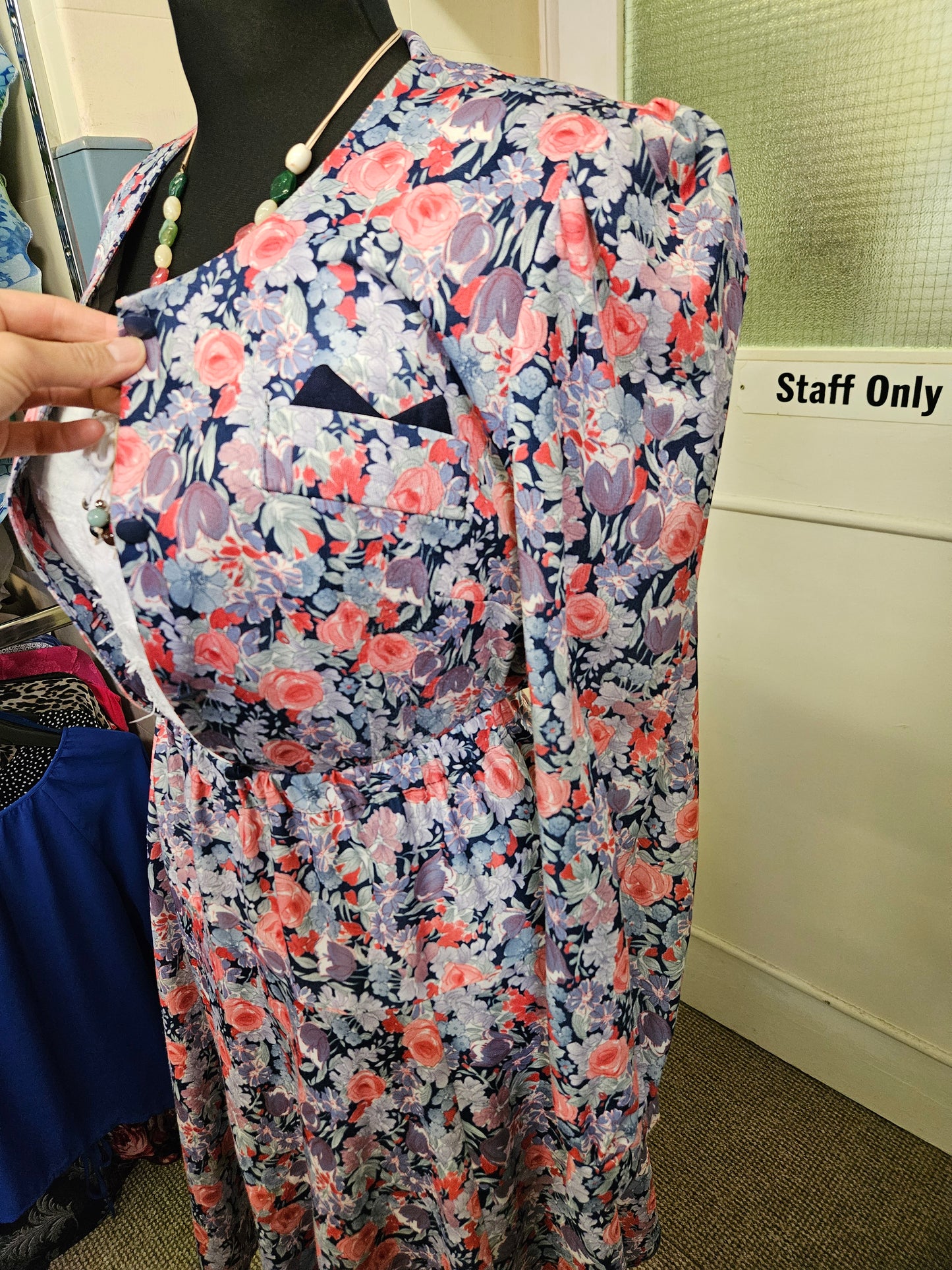 Vintage, flower print set, skirt+jacket, size M