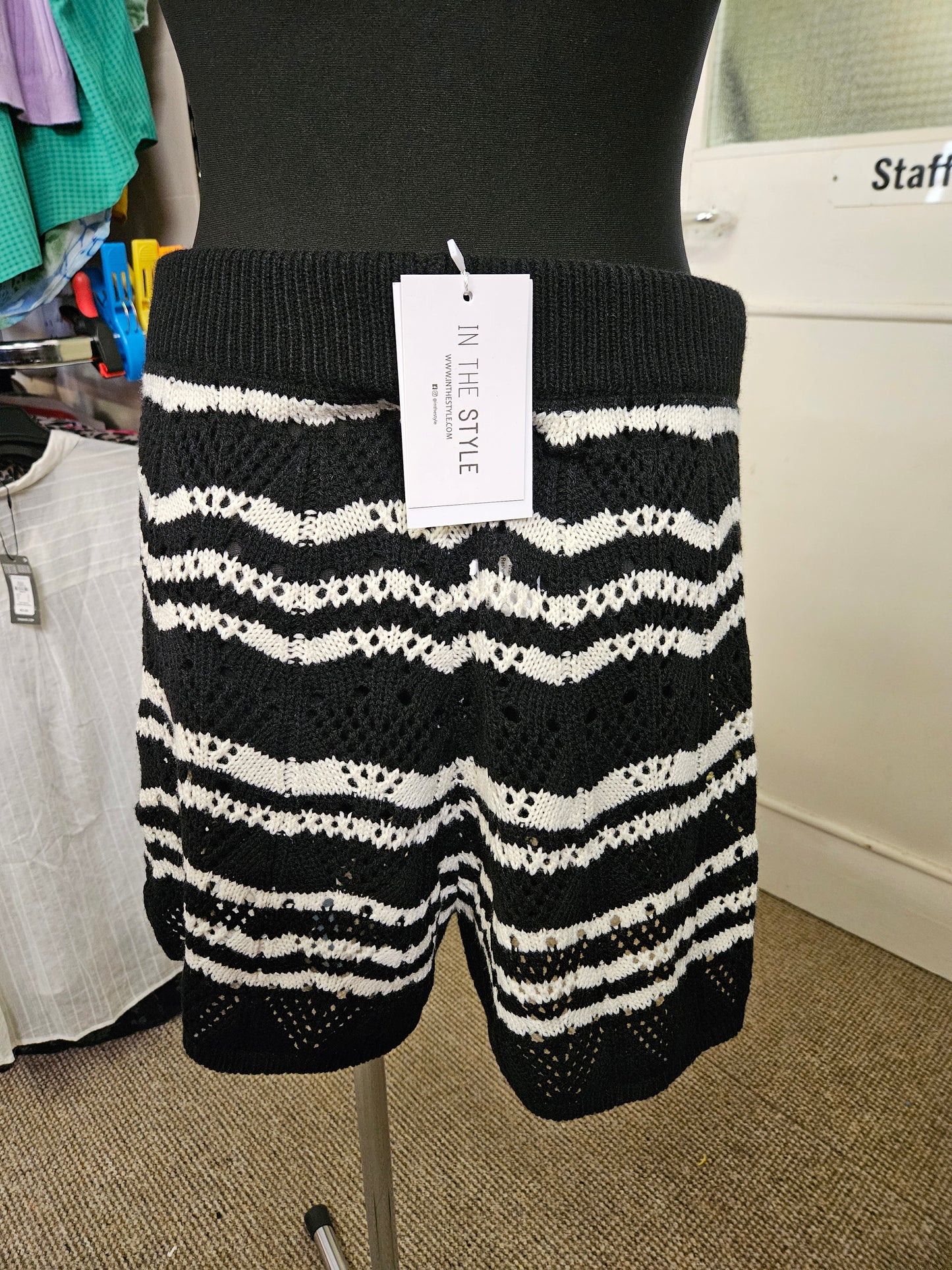 In the style, new, crochet shorts, size 14