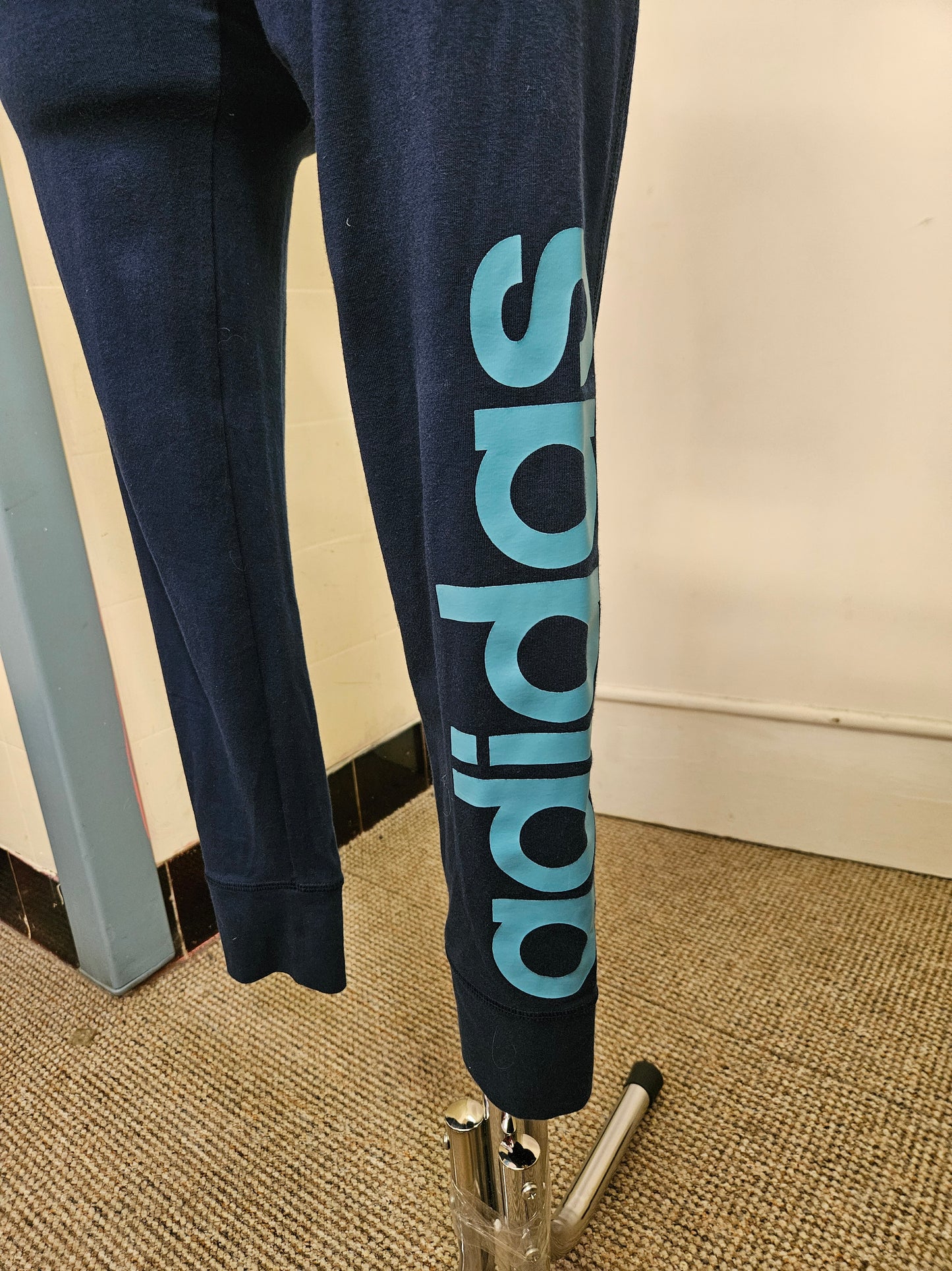 Adidas navy/blue logo leggings, size 8/10