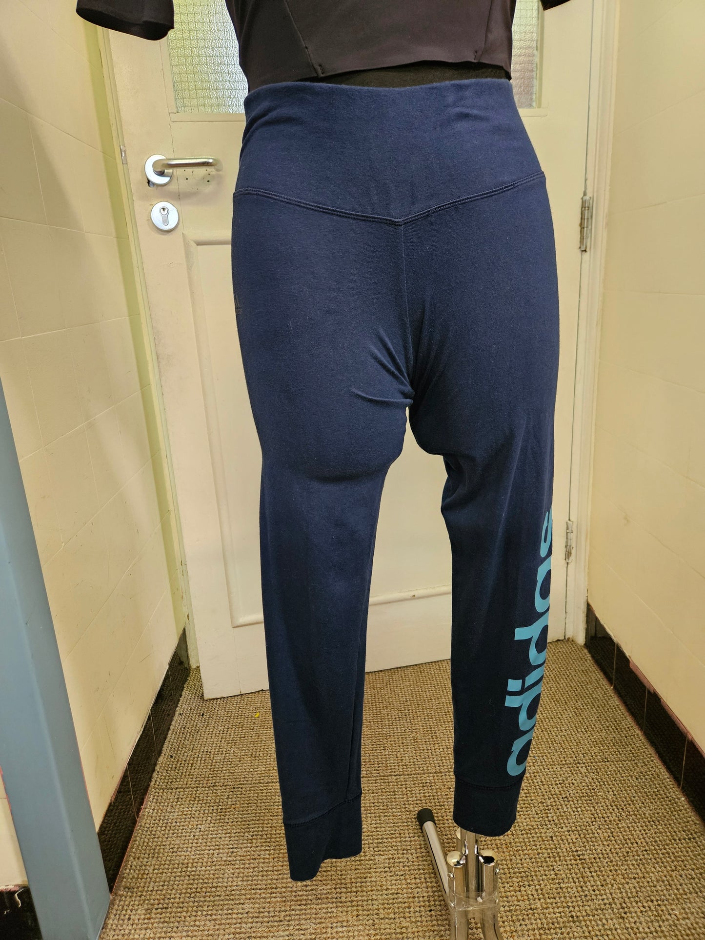 Adidas navy/blue logo leggings, size 8/10