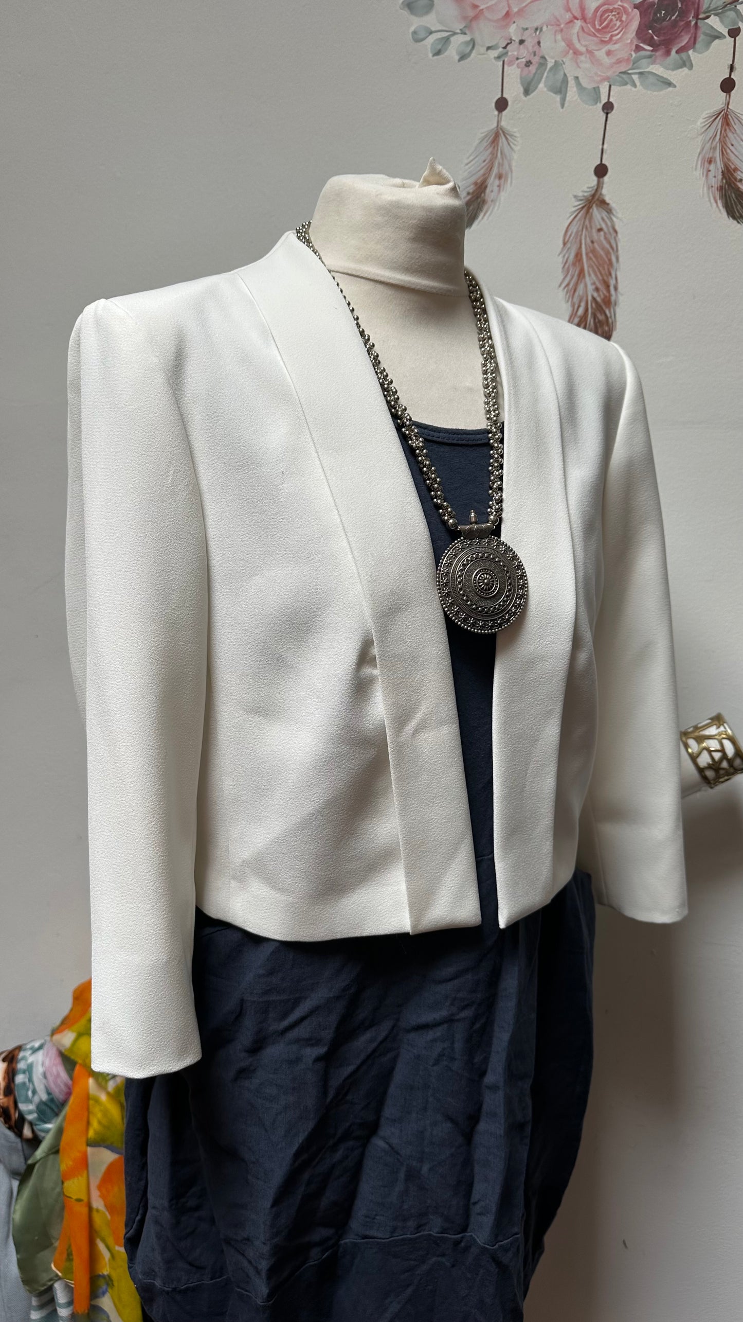 Roman Off White Bolero Dress Jacket Size 16