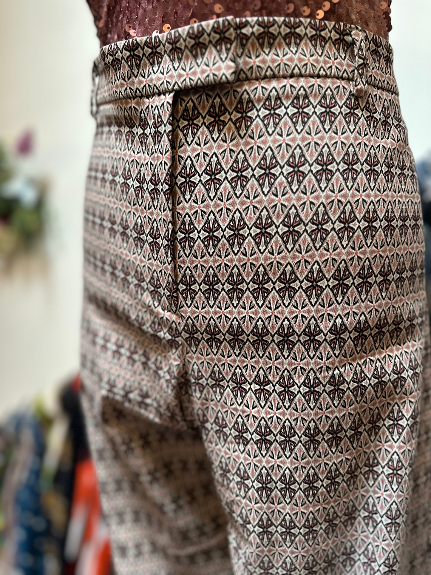 Dunnes Stretchy Print Trousers Size 18