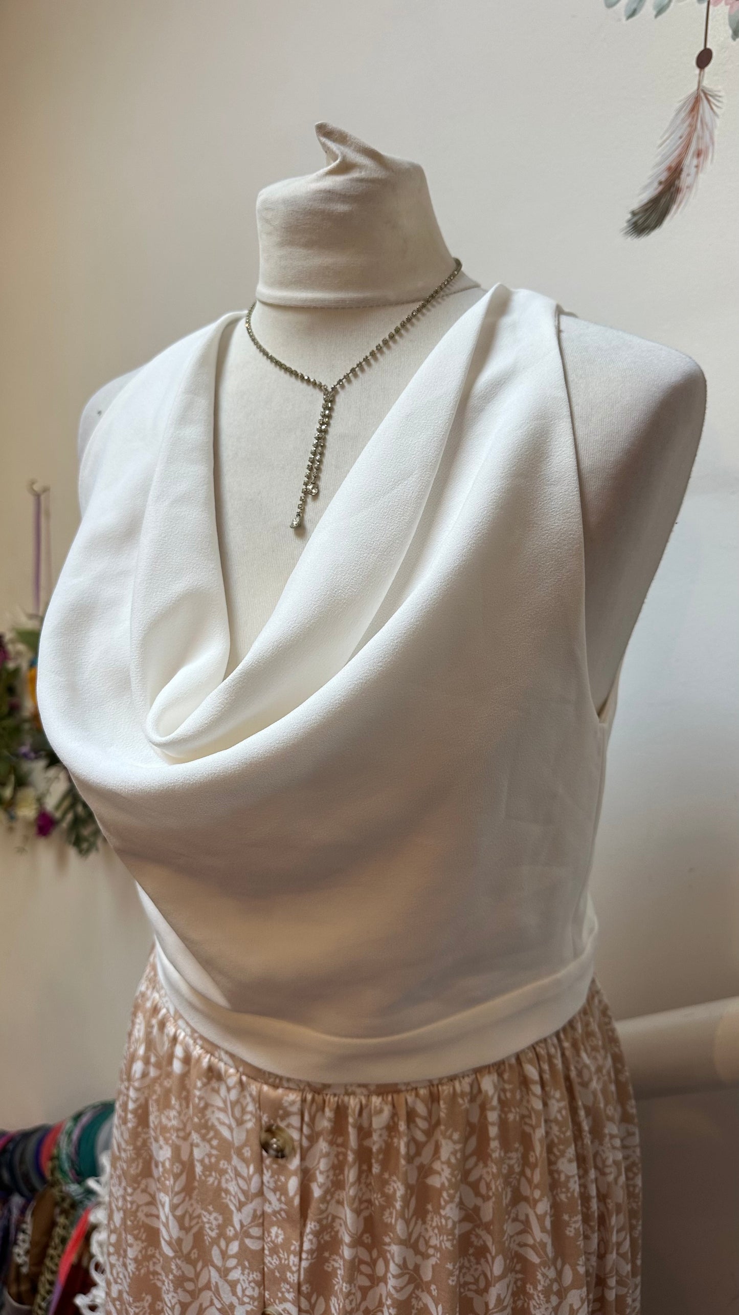 Zara White Cowl Neck Top Size M but small fitting