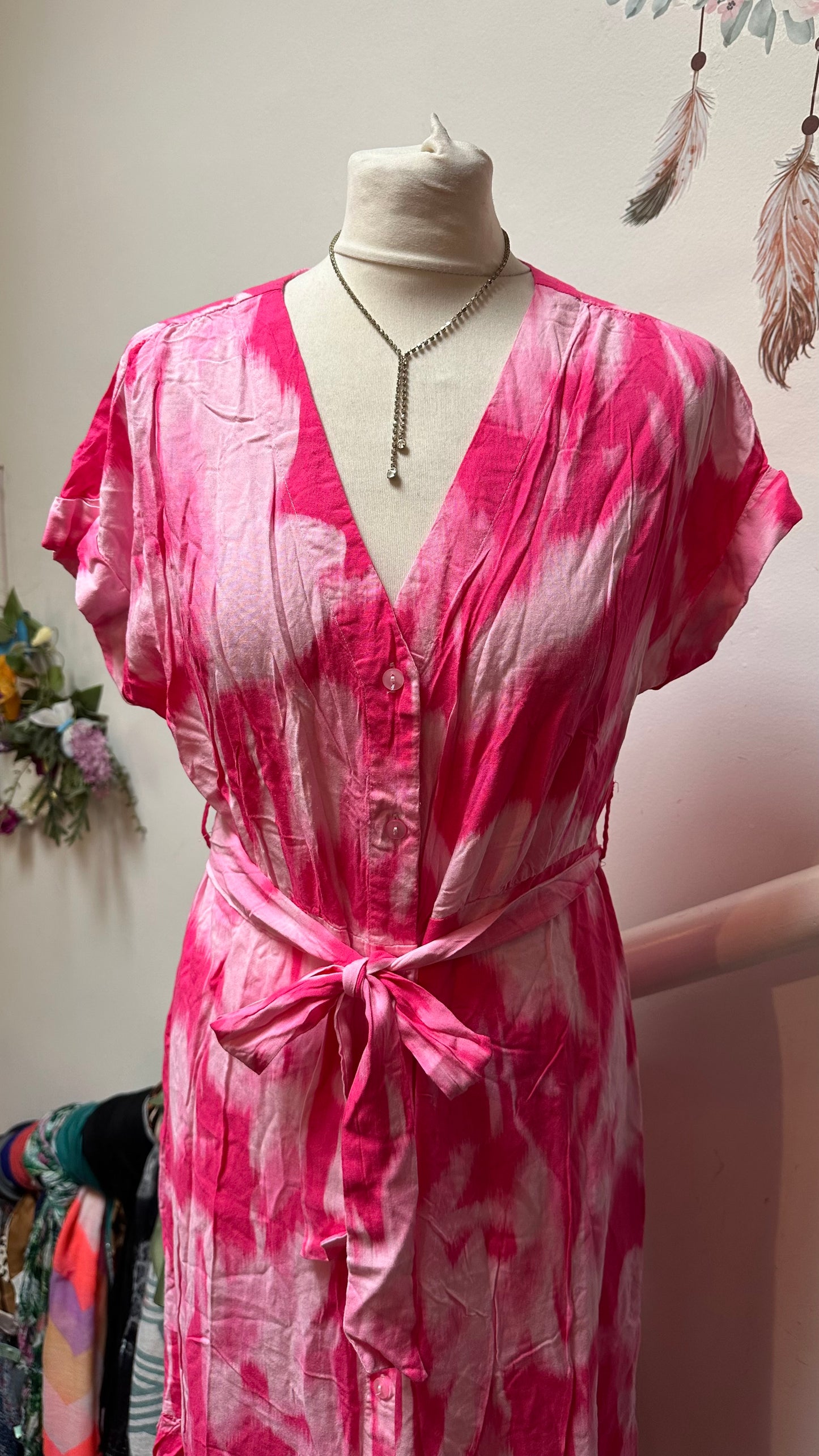 Pink Tie Dye Viscose Dress Size 12