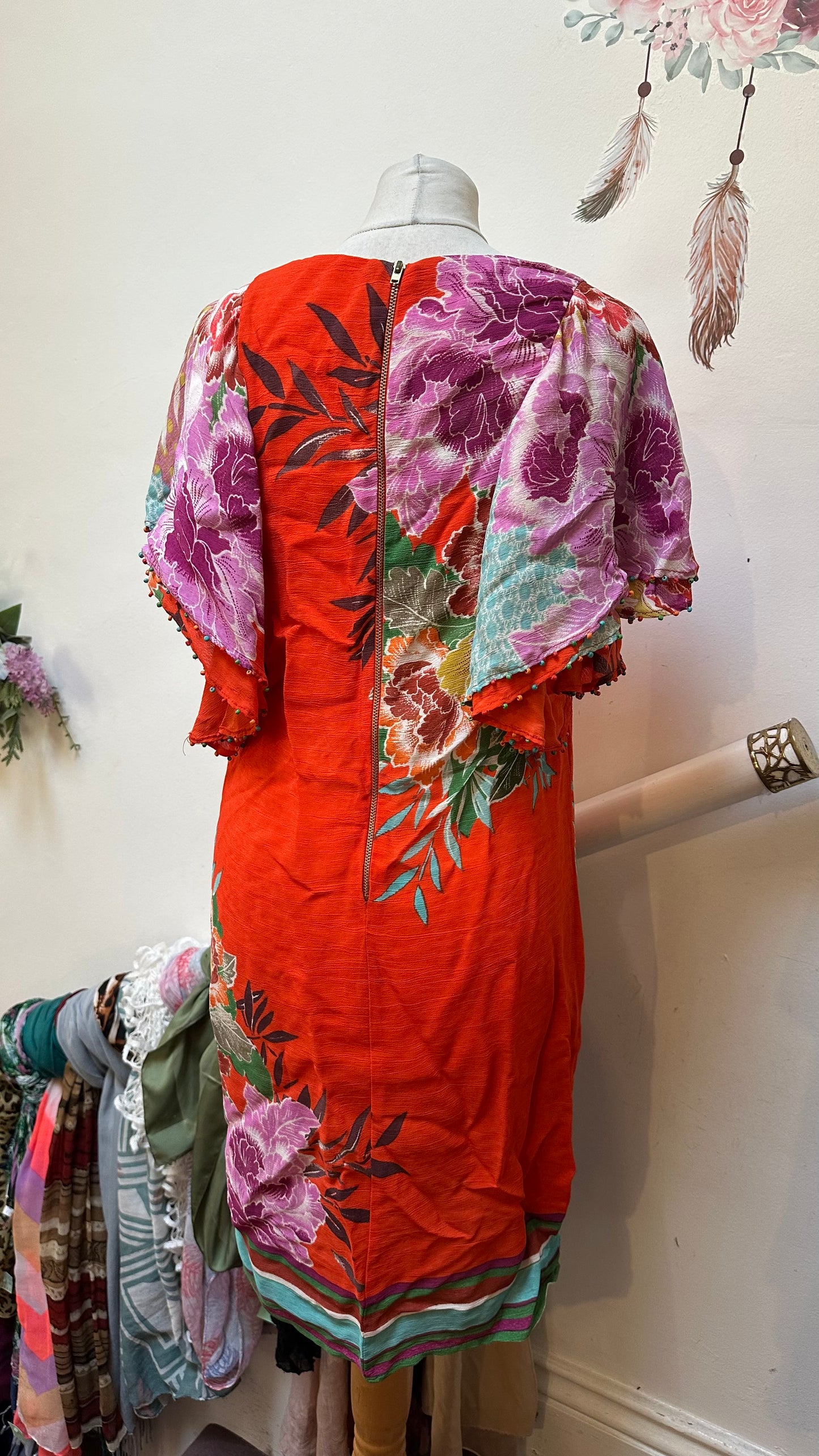Designer Derhy Orange Dress Size S but generous fitting