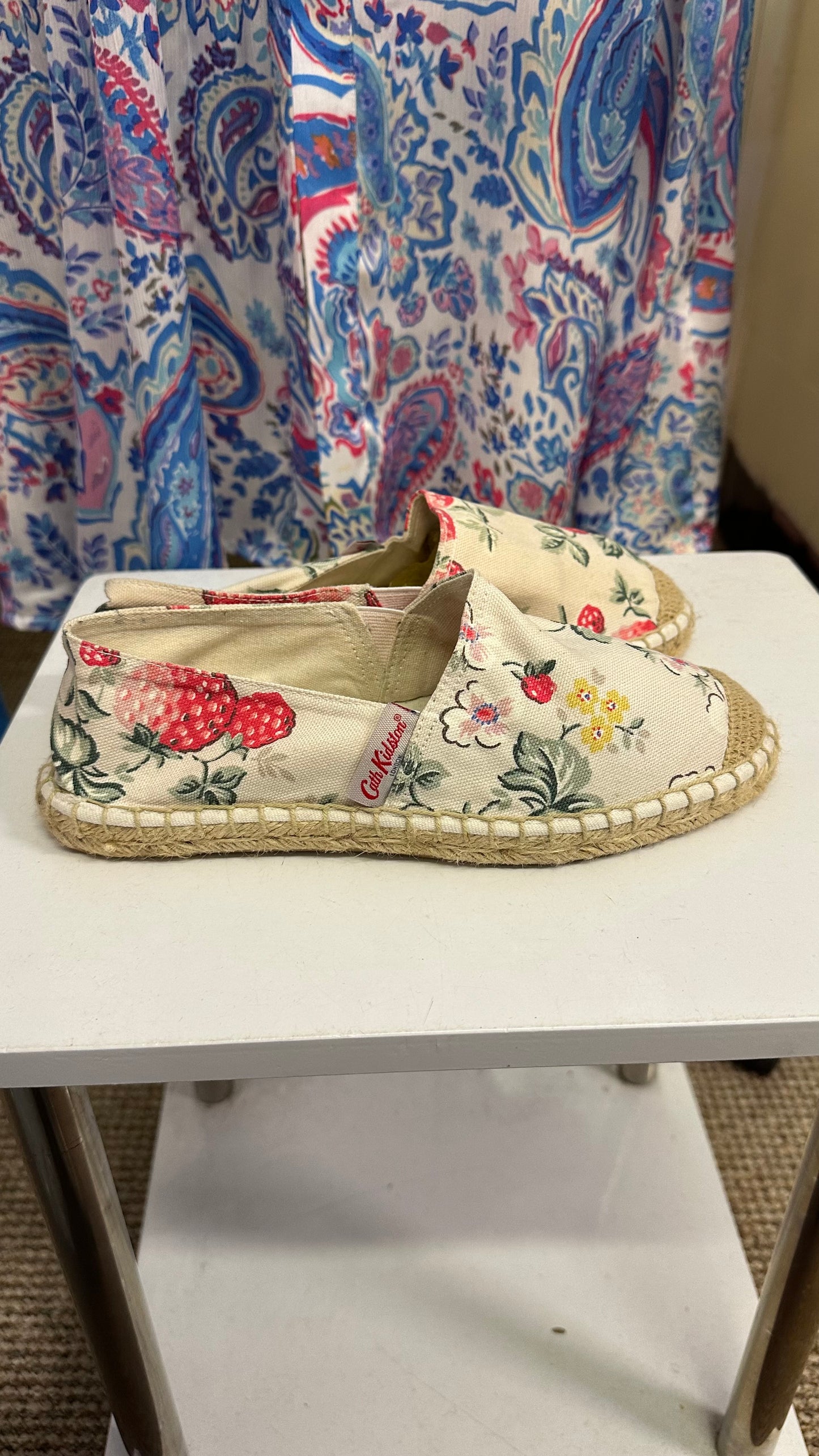 Cath Kidston Canvas Strawberry Print Espadrilles Size 4