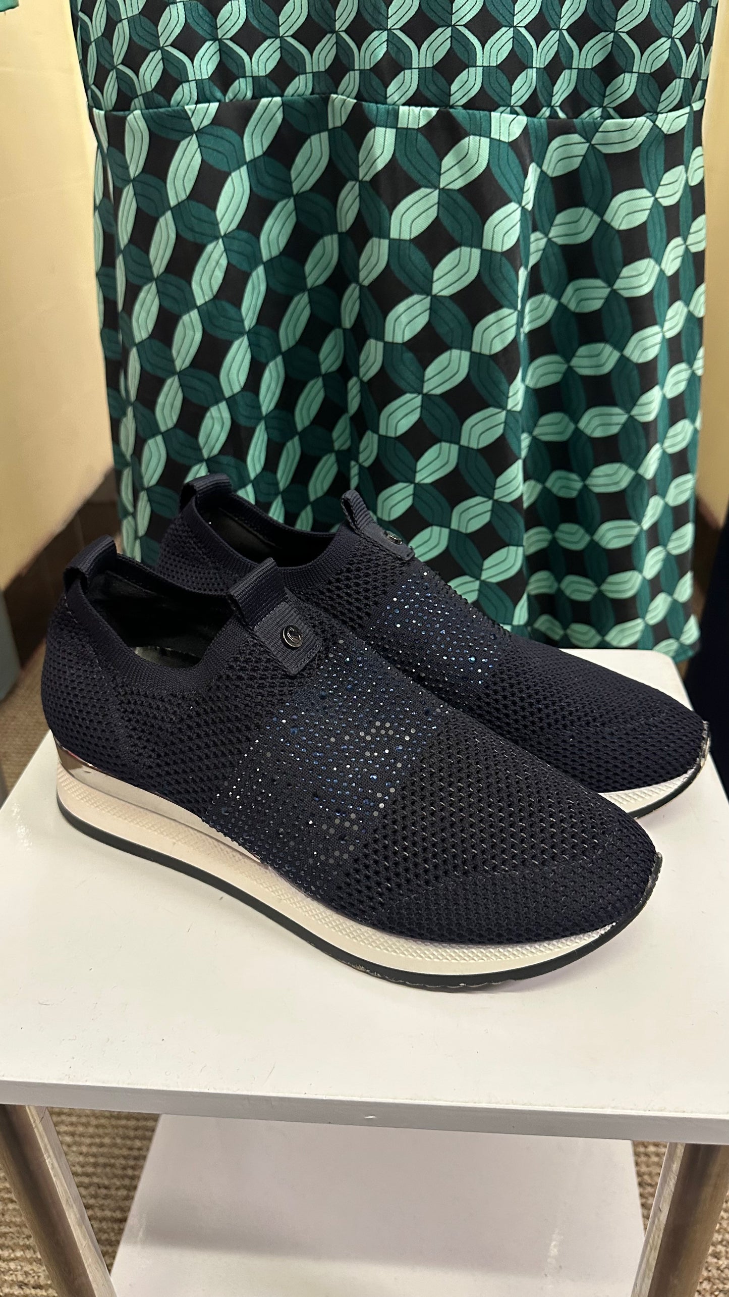 Carvela Navy Sparkle Trainers Size 6.5 EU 40