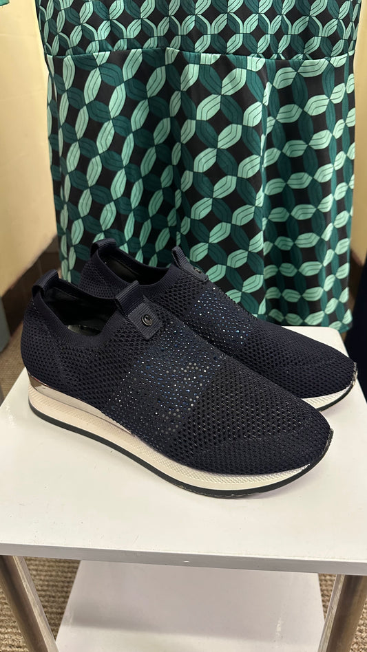 Carvela Navy Sparkle Trainers Size 6.5 EU 40