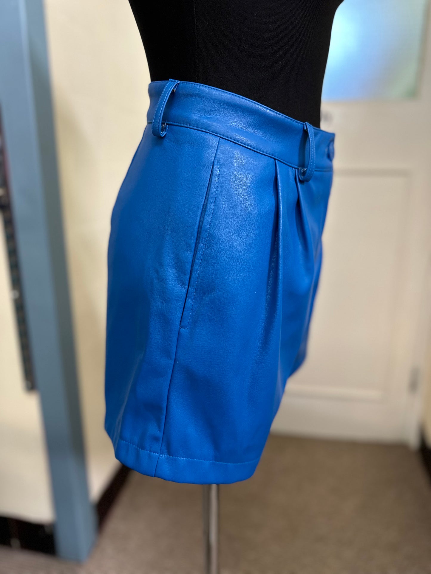 Primark Blue PU Shorts, New with Tags, Size 12