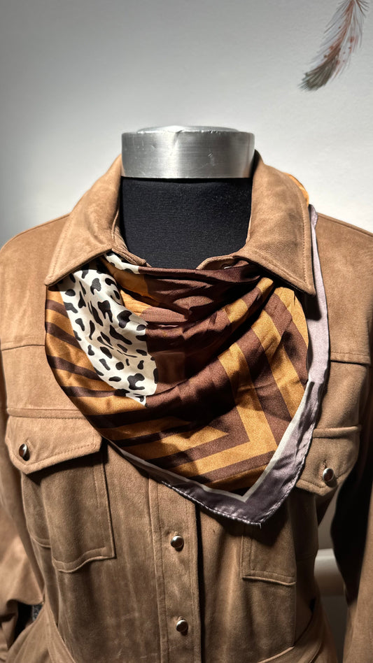 Square Leopard & Brown Scarf
