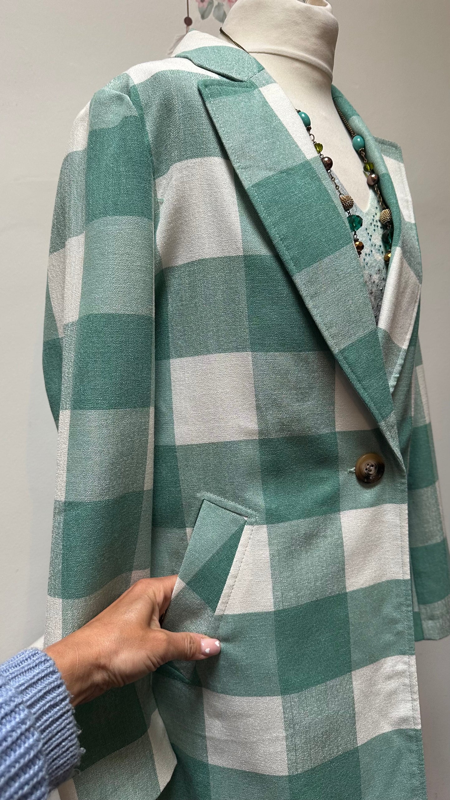 George Green Check Long Blazer Size 10