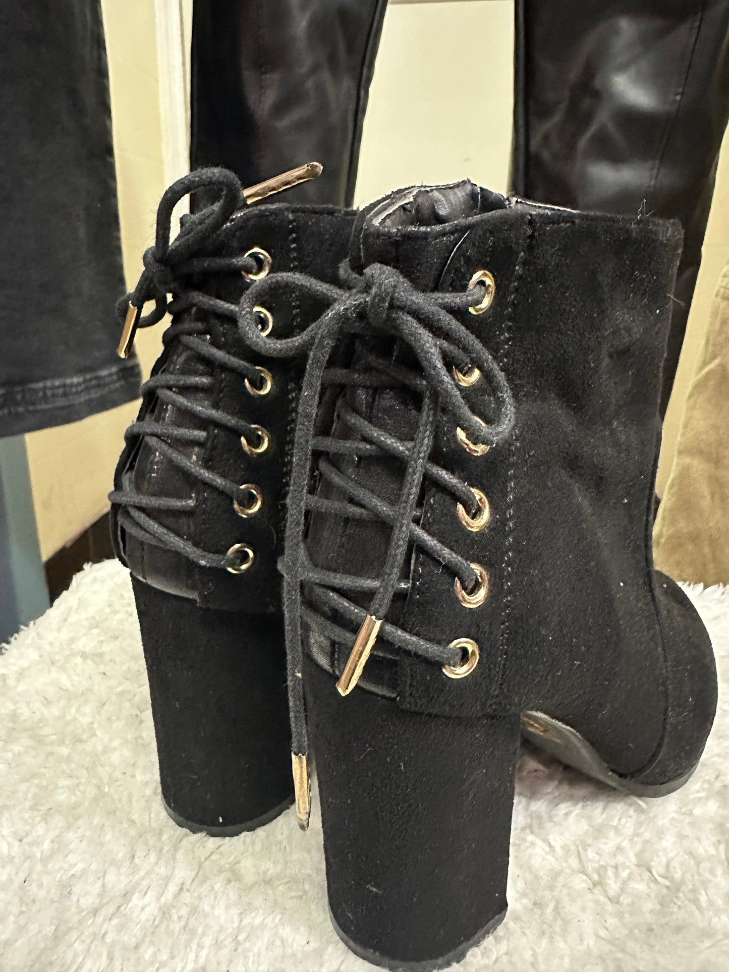 Black Lace Up Boots Size 3.5