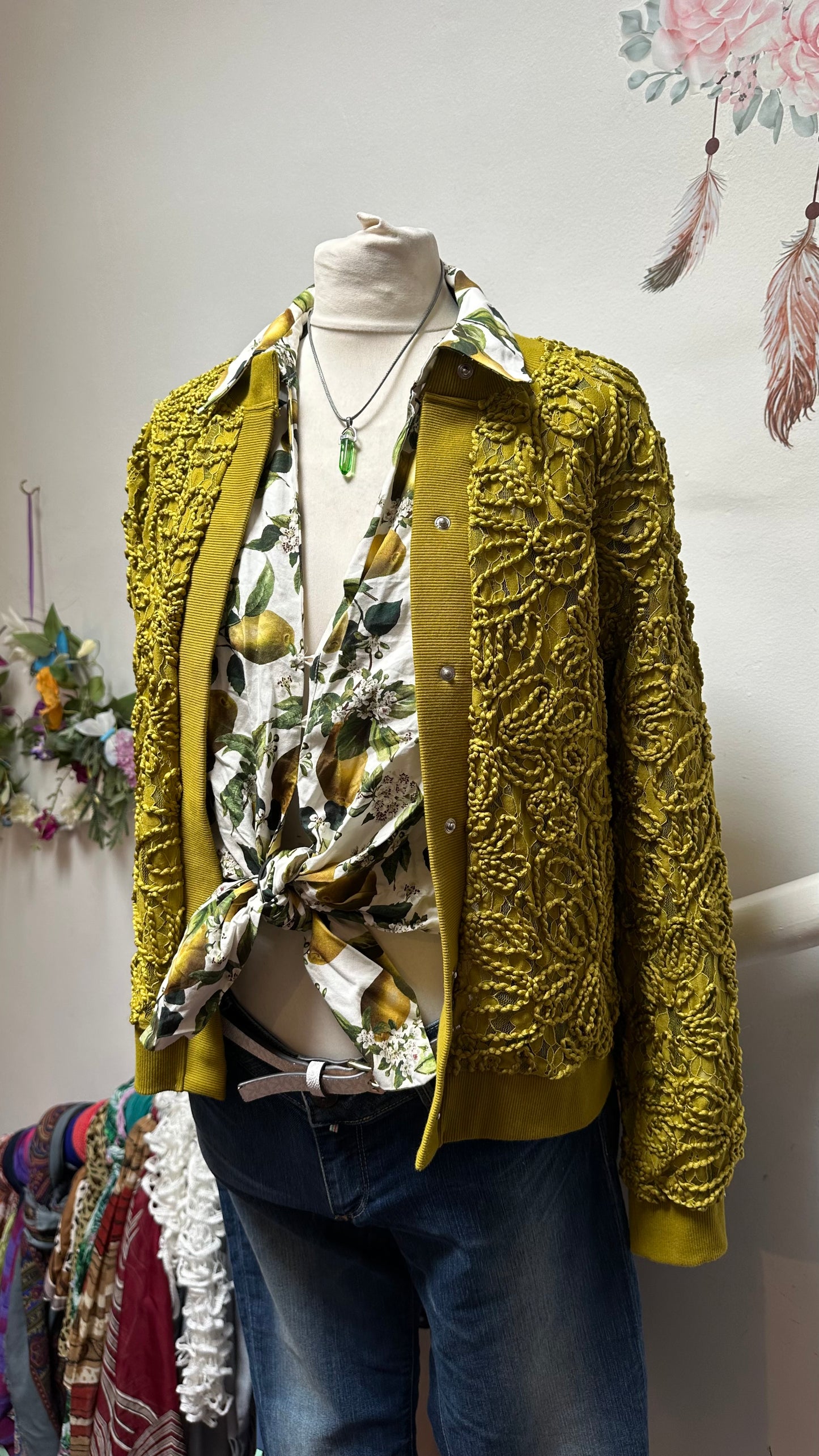 Gallery Olive/Khaki Lace Cardigan Size S RRP €30
