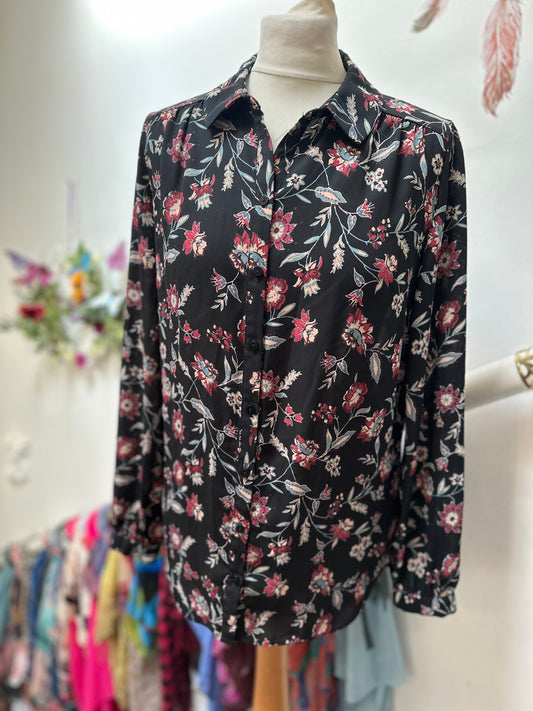 Primark black Floral Blouse Size 8