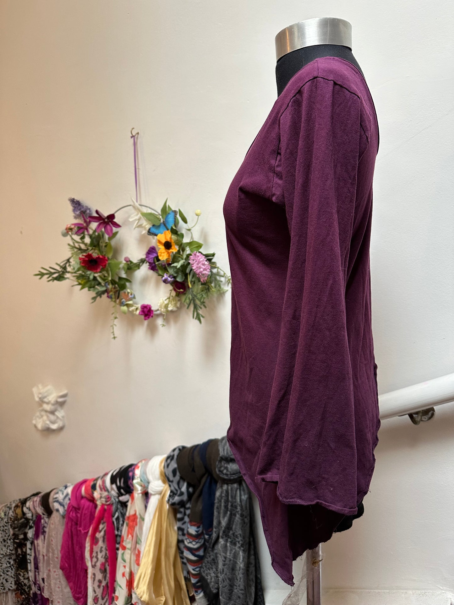 Altshop Aubergine Asymmetrical Top, Size S