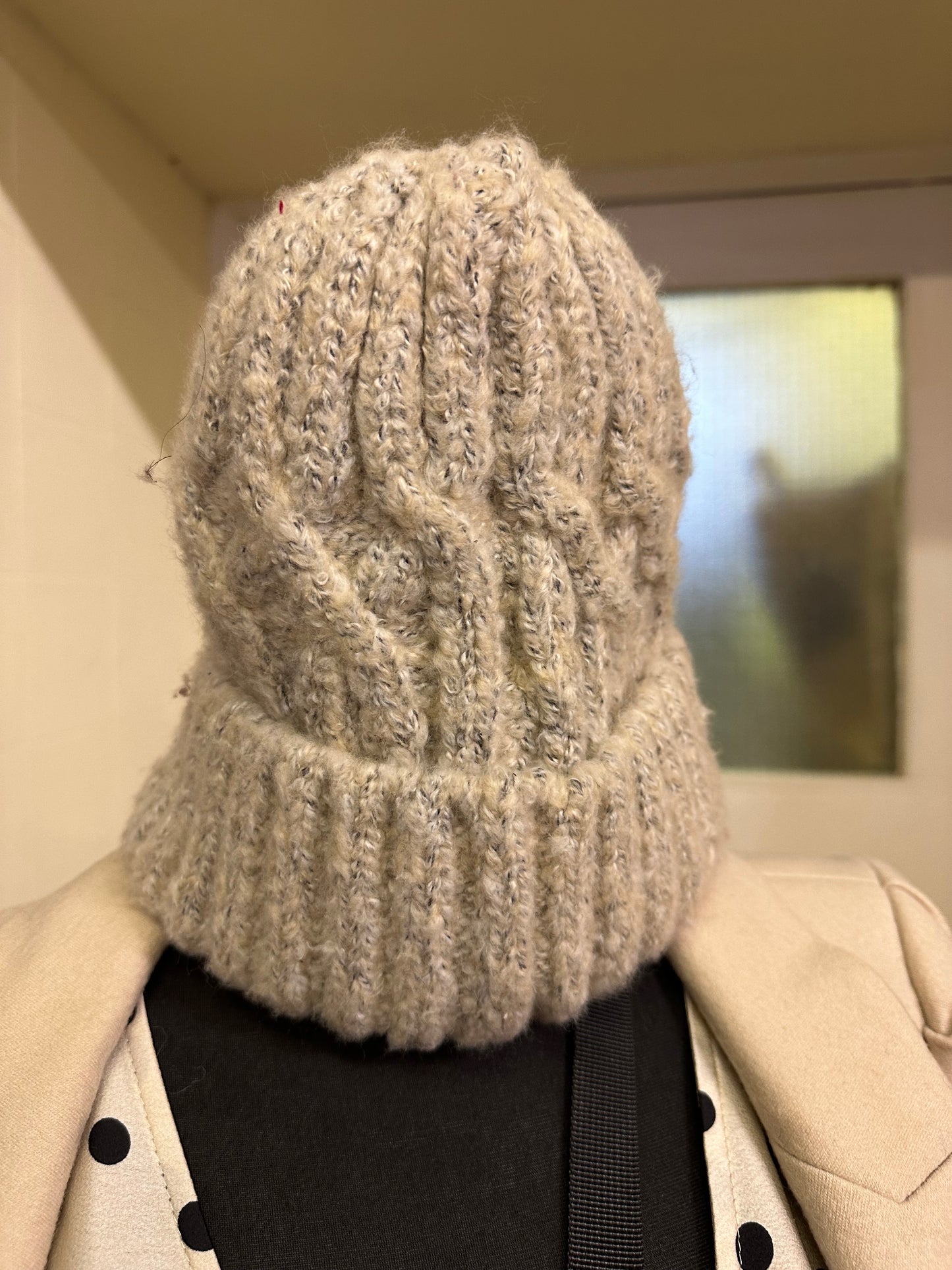 Cream Heavy Knit Beanie