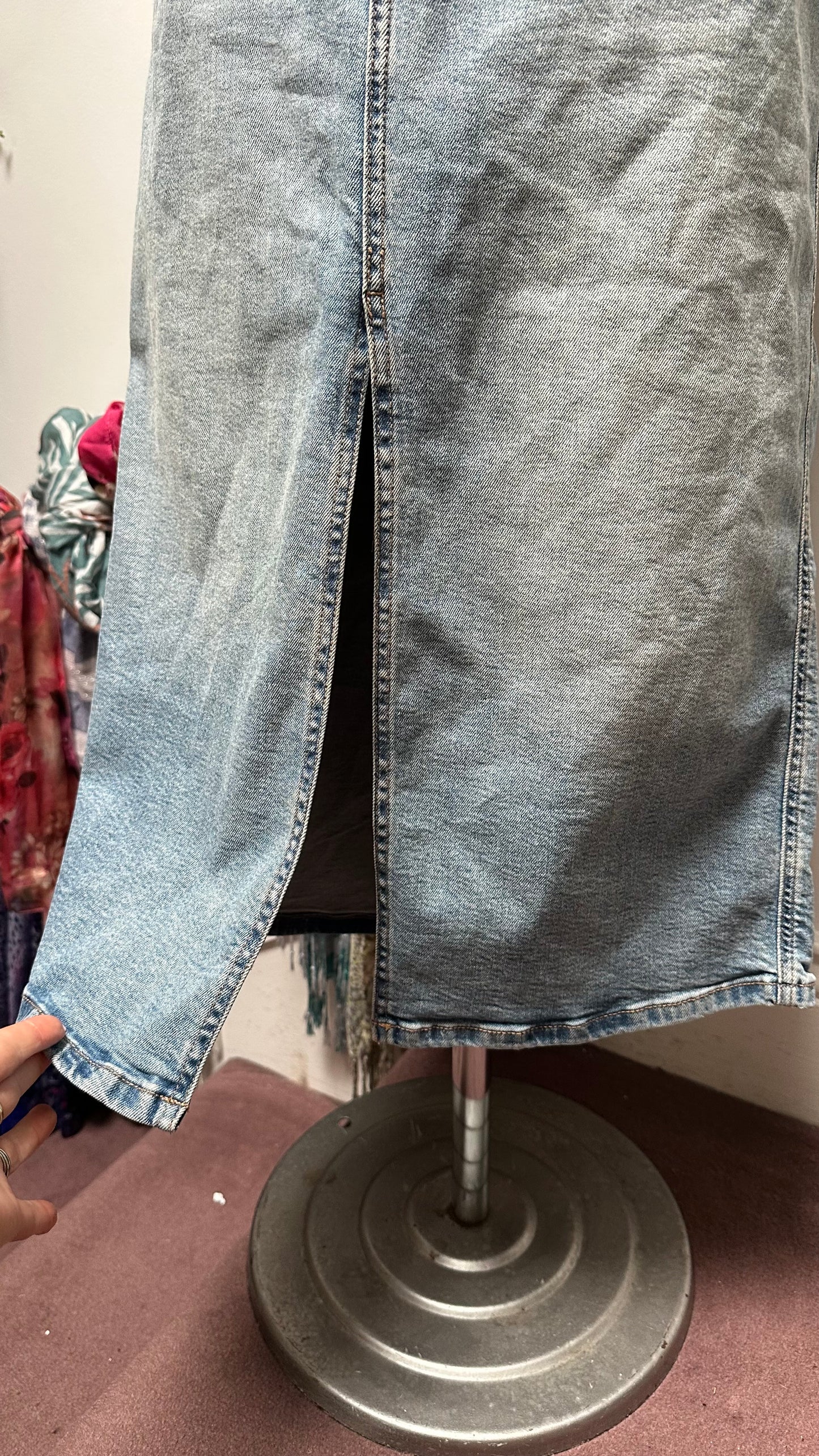 Dunnes Front Split 100% Cotton Denim Skirt Size 14