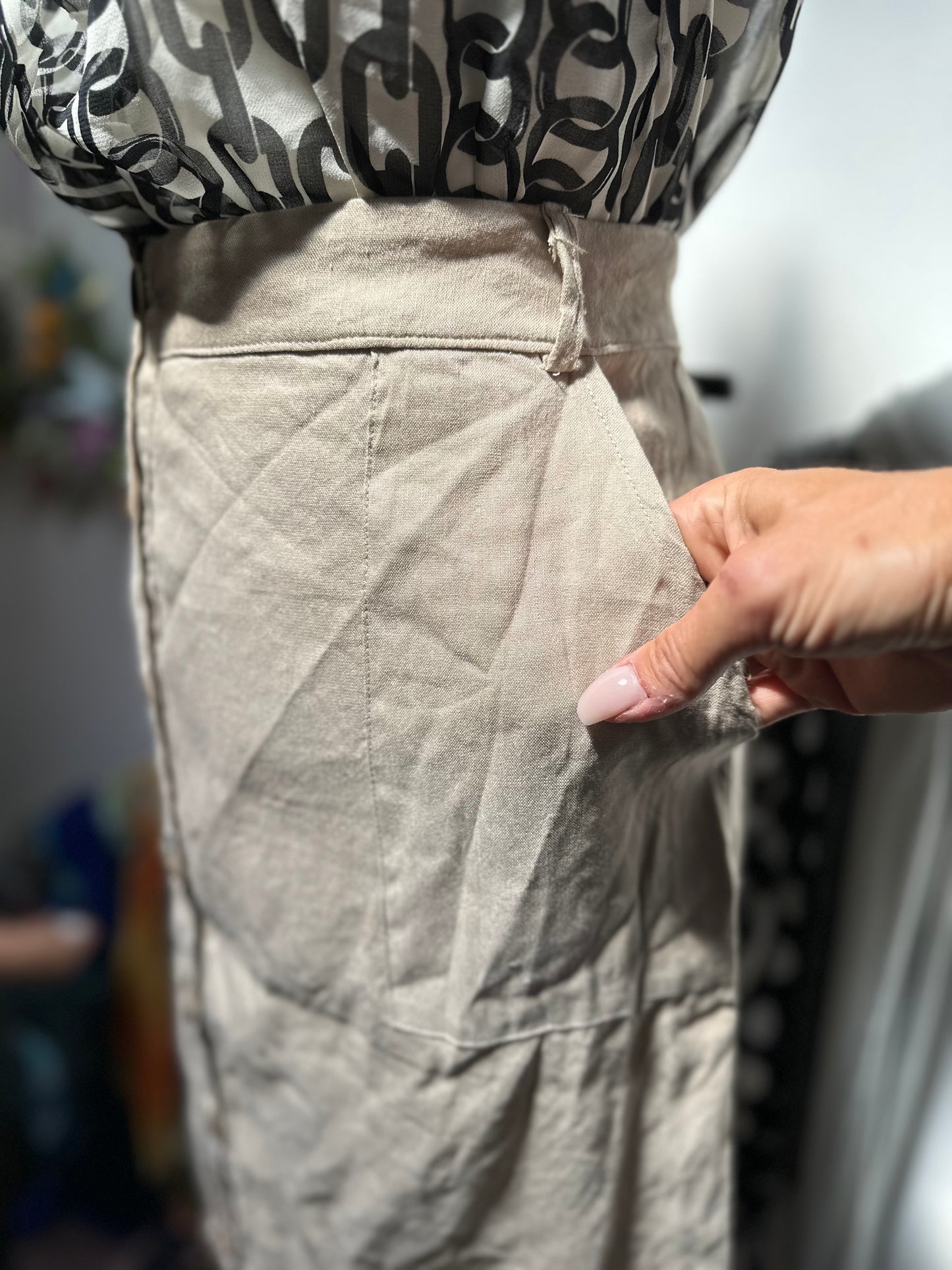 Designer Simorra Linen Blend Skirt Best Fit Size 14 High RRP!!