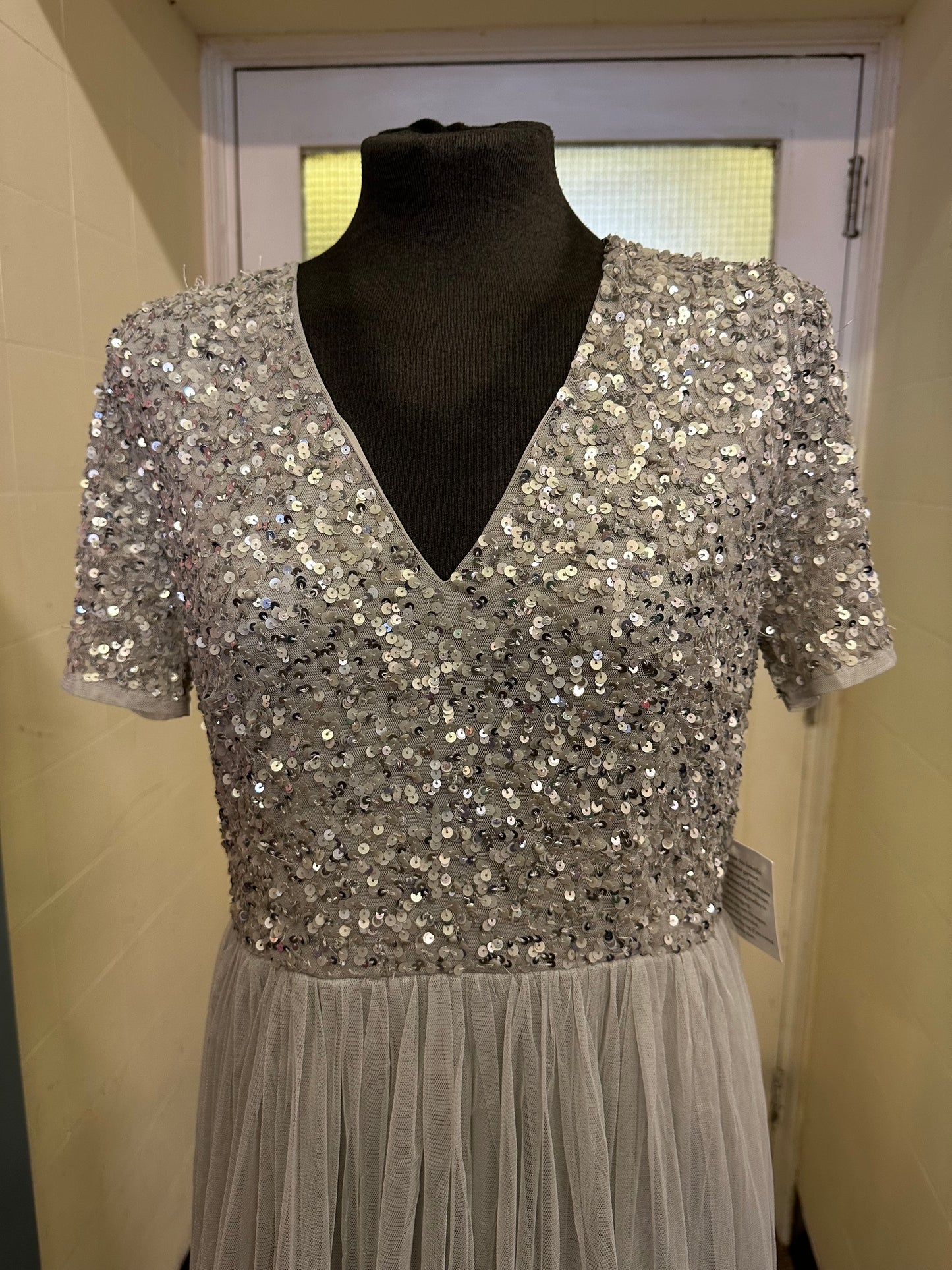 Maya Deluxe Silver Occasion Dress Size 14