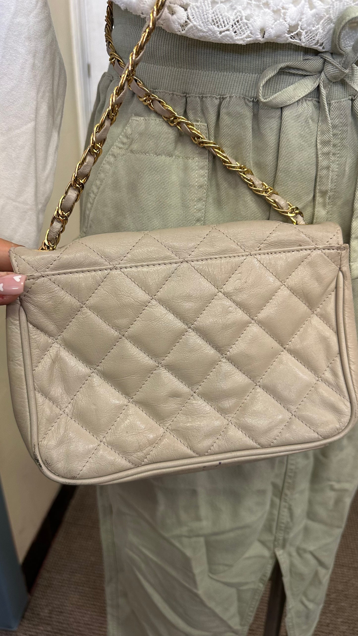 Vintage M&S Real Leather Cream Bag