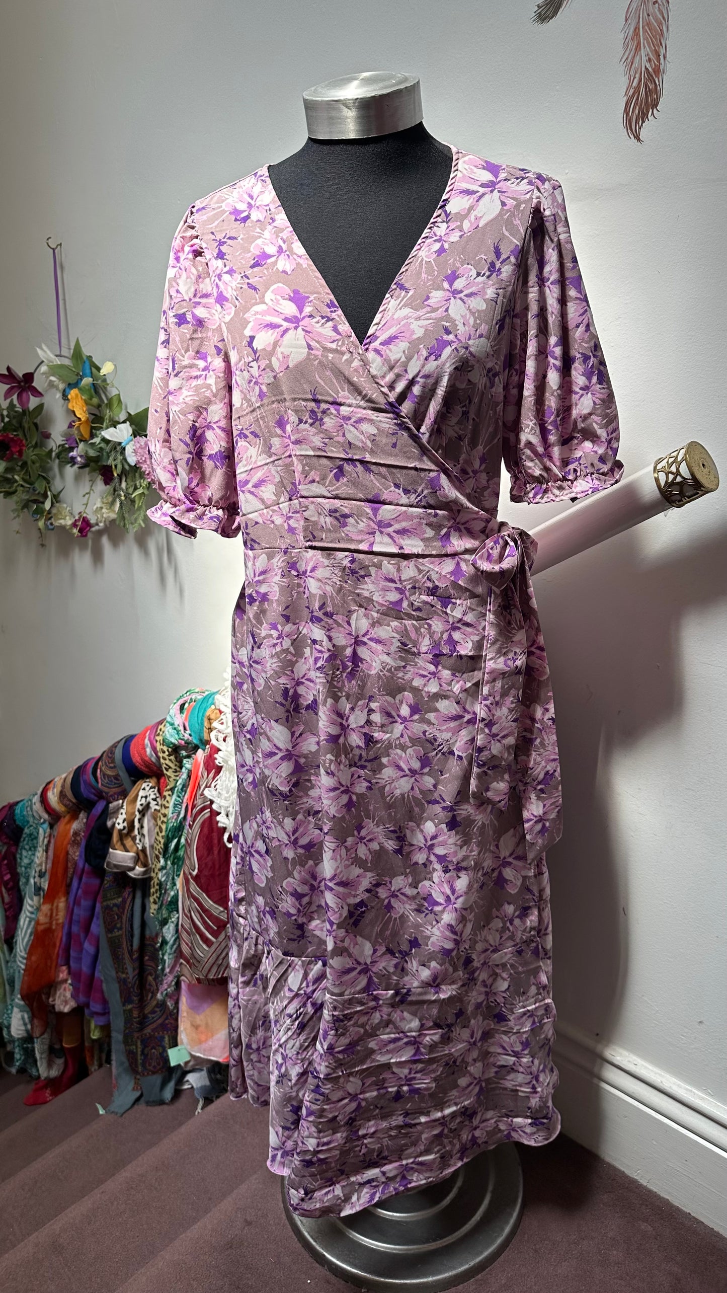 Shein Lavender Wrap Dress Best Fit Size M