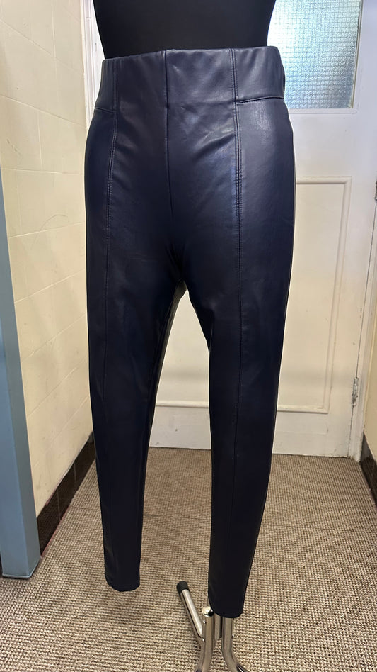 M&S Navy PU Pants Size 10, dart needs a stitch, see last photo