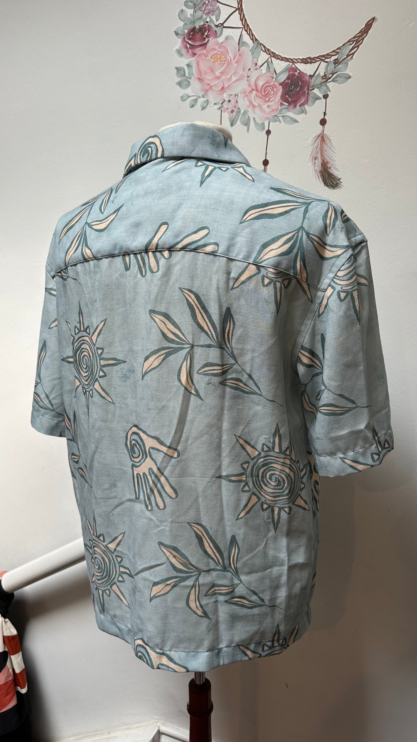 Zara Mint Green Printed Shirt Size M Loose Fit