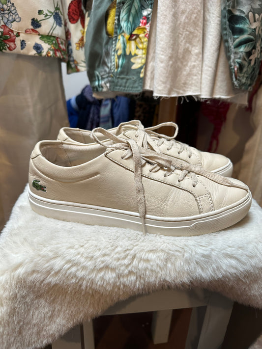 Lacoste Real Leather Cream Sneakers Size 6