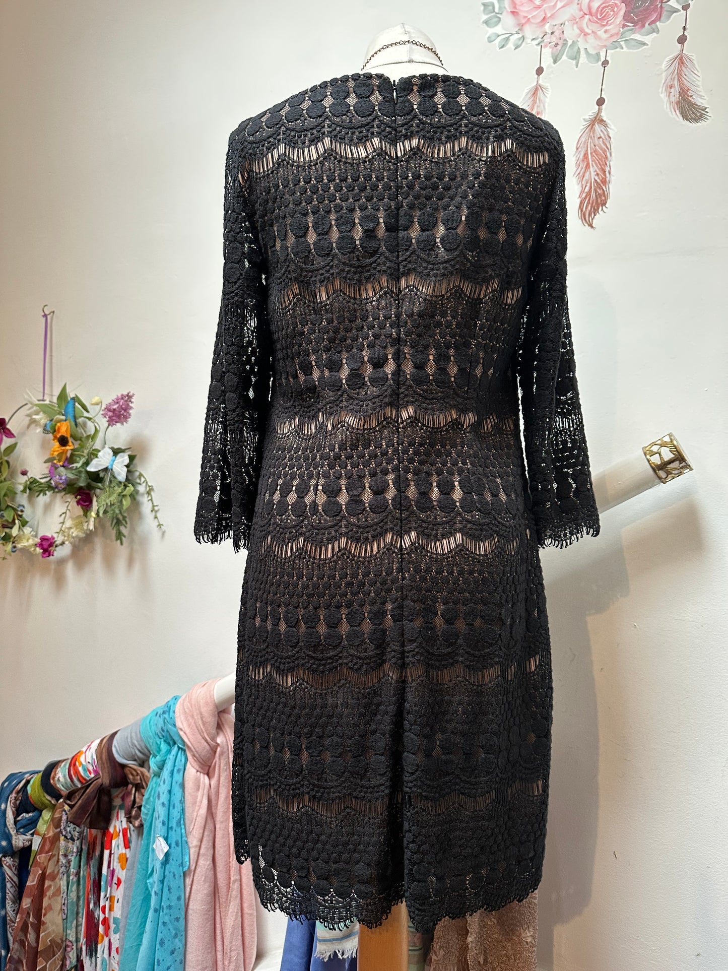 Designer Jessica Howard Lace Overlay Shift Dress Size 12