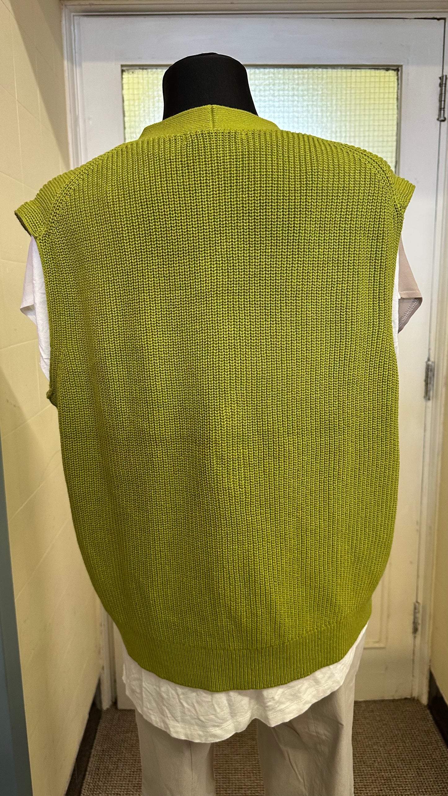 Dunnes Green Knitted Sleeveless Cardigan Size L