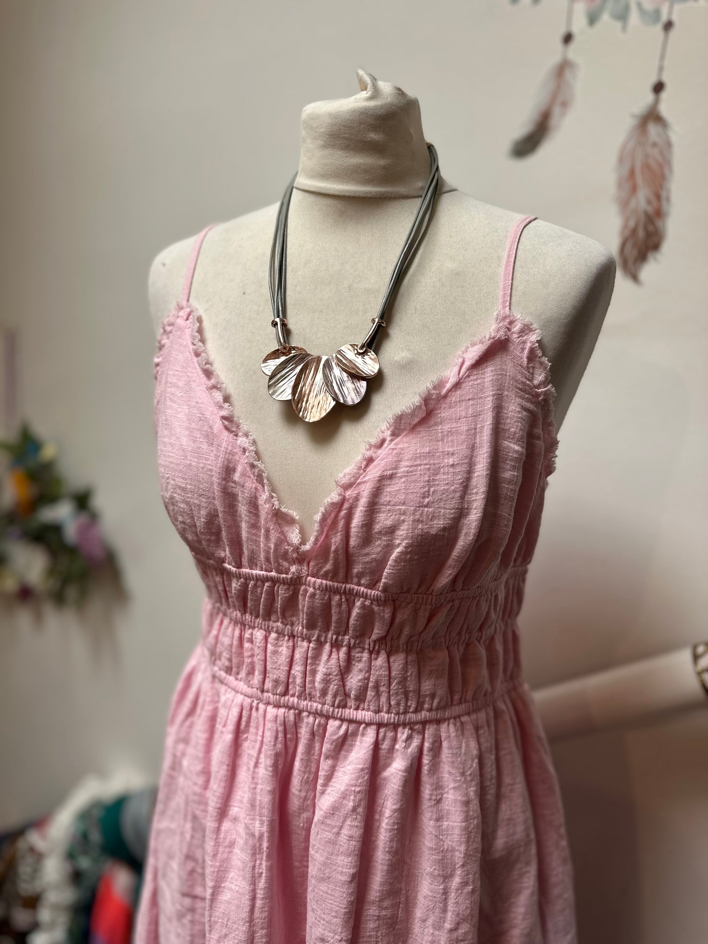 Bershka Fully Lined Pink Cotton Dress Size XL but small fitting
