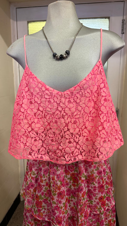 New Look Lace Overlay String Top Size 12
