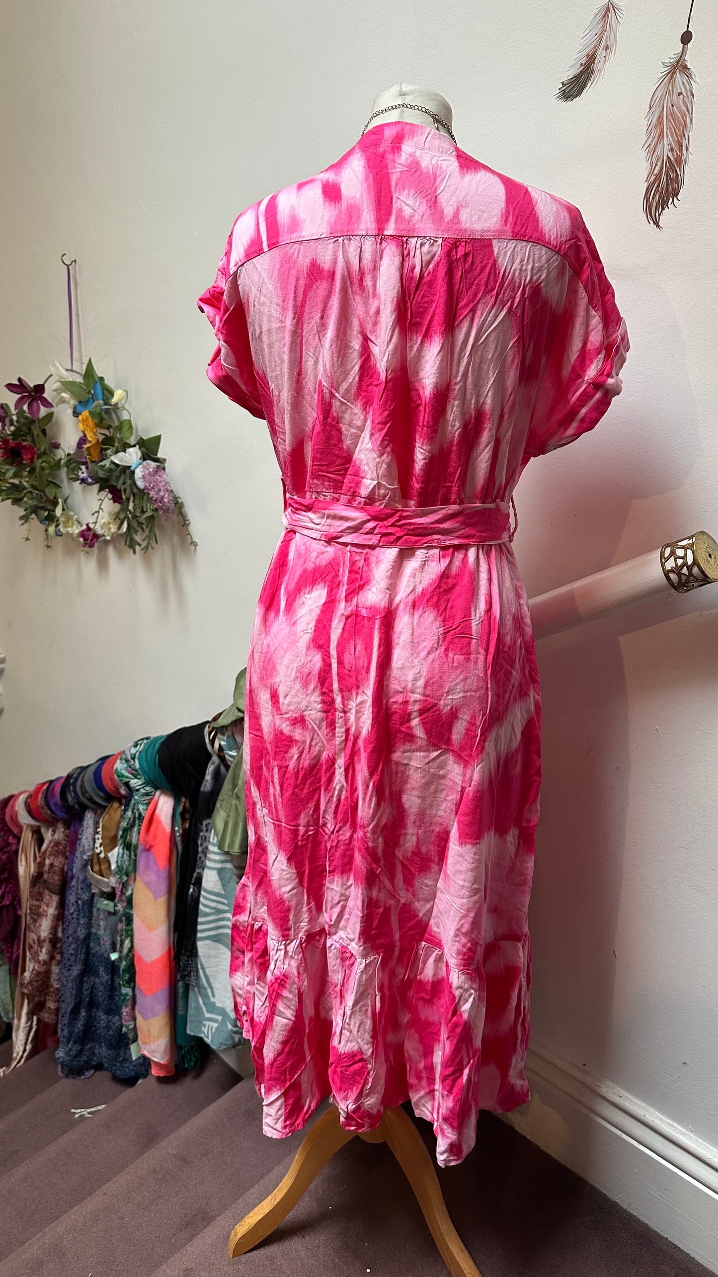 Pink Tie Dye Viscose Dress Size 12