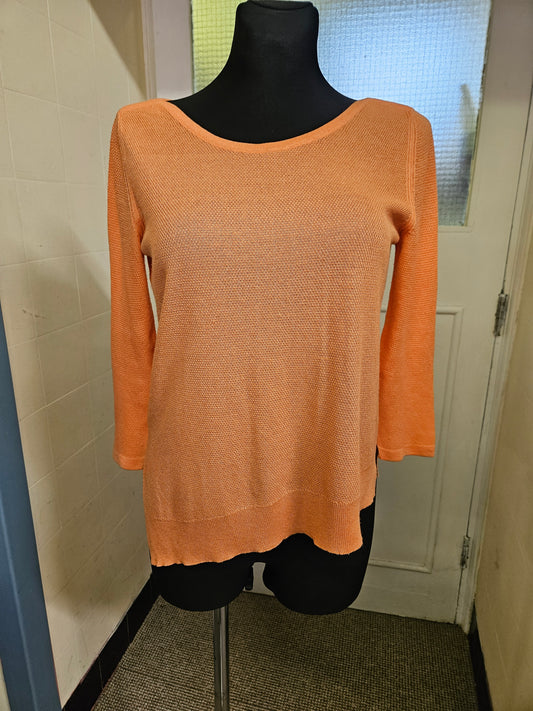 Massimo Dutti, Italian yarn orange, knitted top, size  S