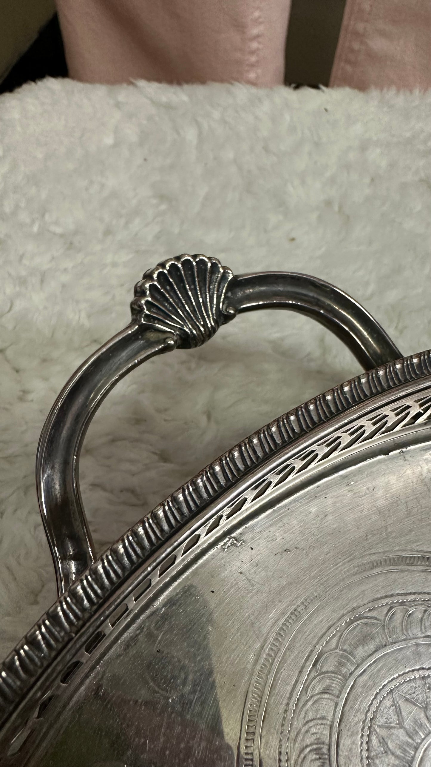 Vintage Large Oval Silver Plated Serving Tray