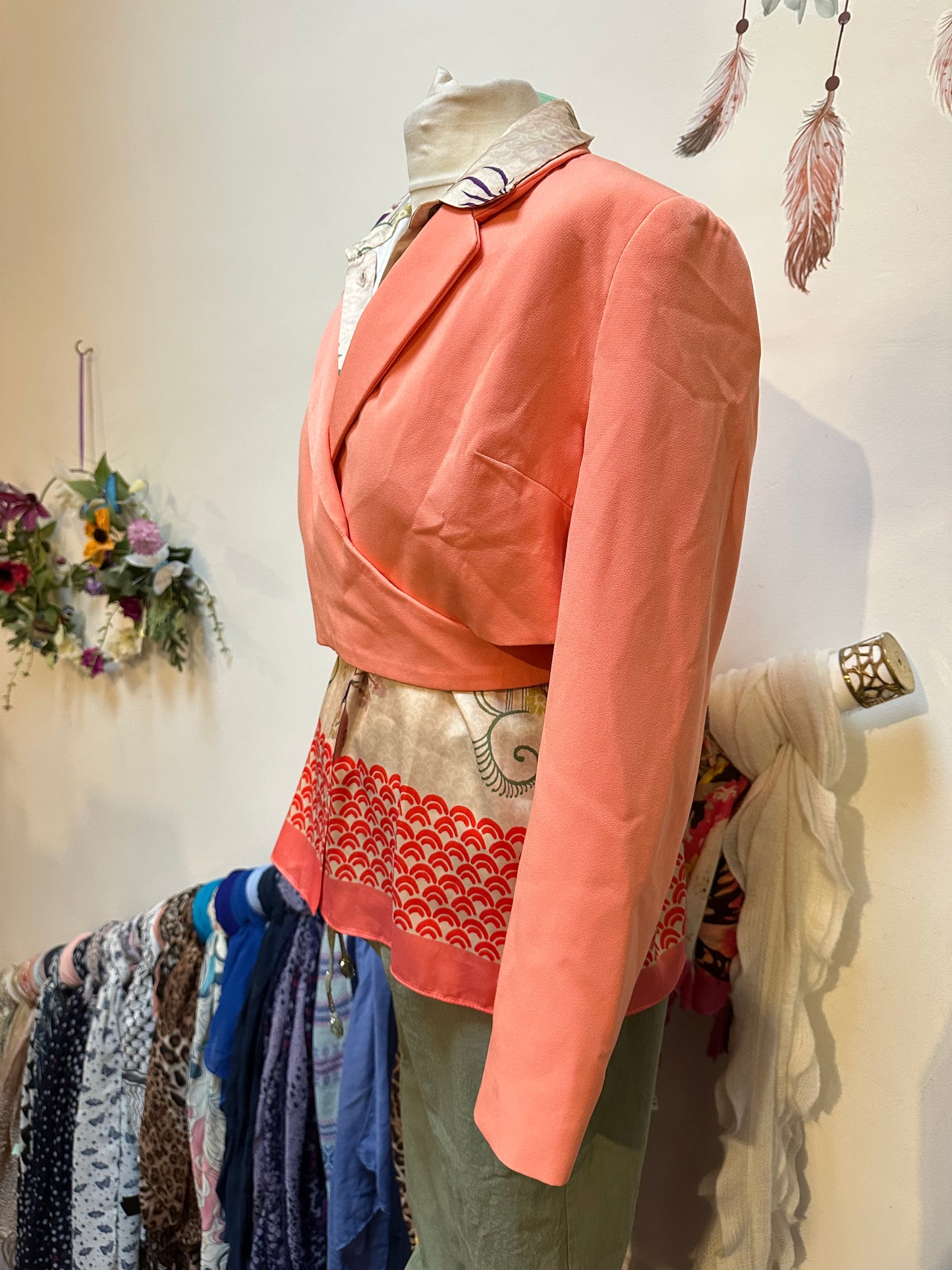 Primark Coral Crop Wrap Blazer Size M